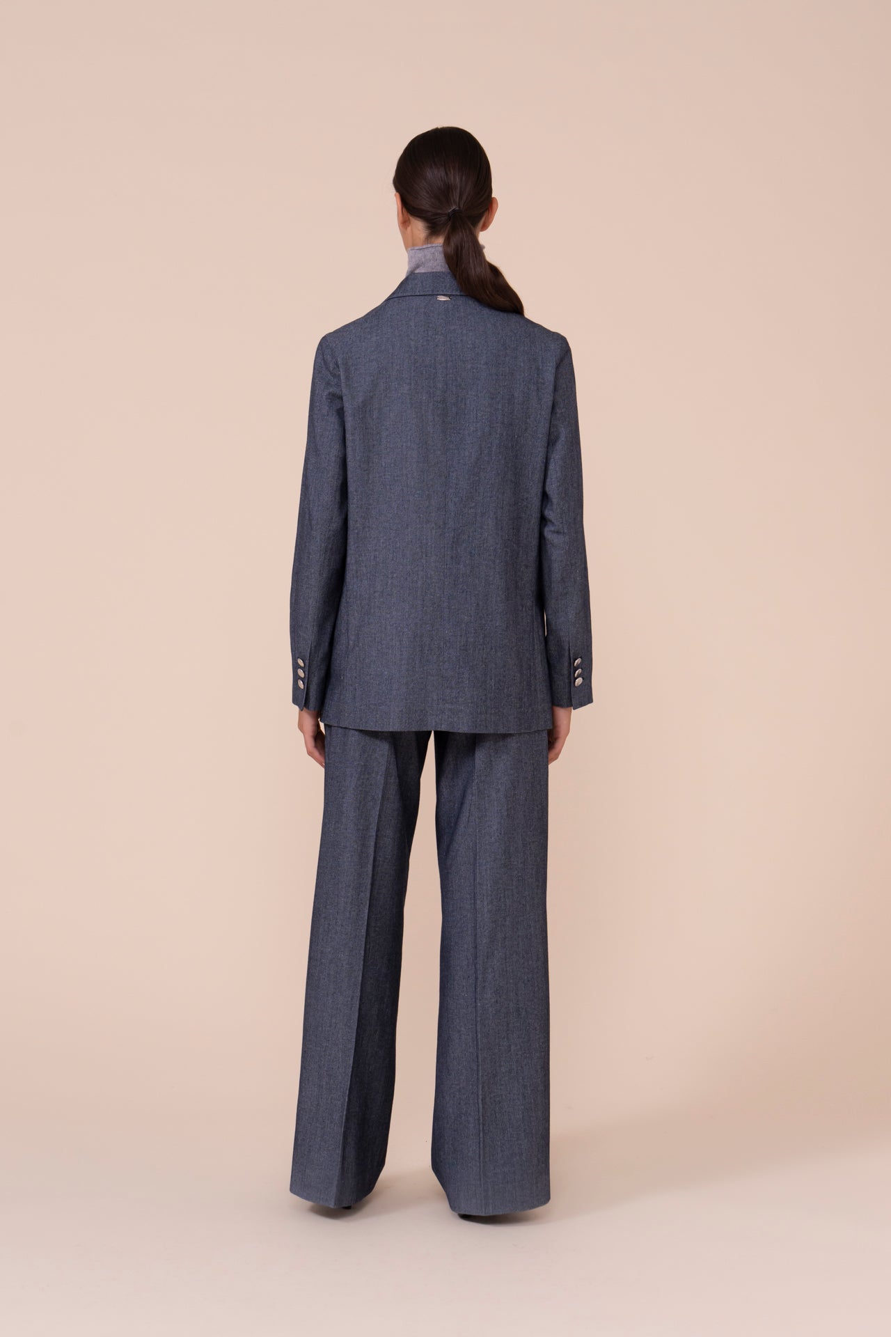 New Dandy Wool and Cotton Gabardine Double-breast Blazer - STORM