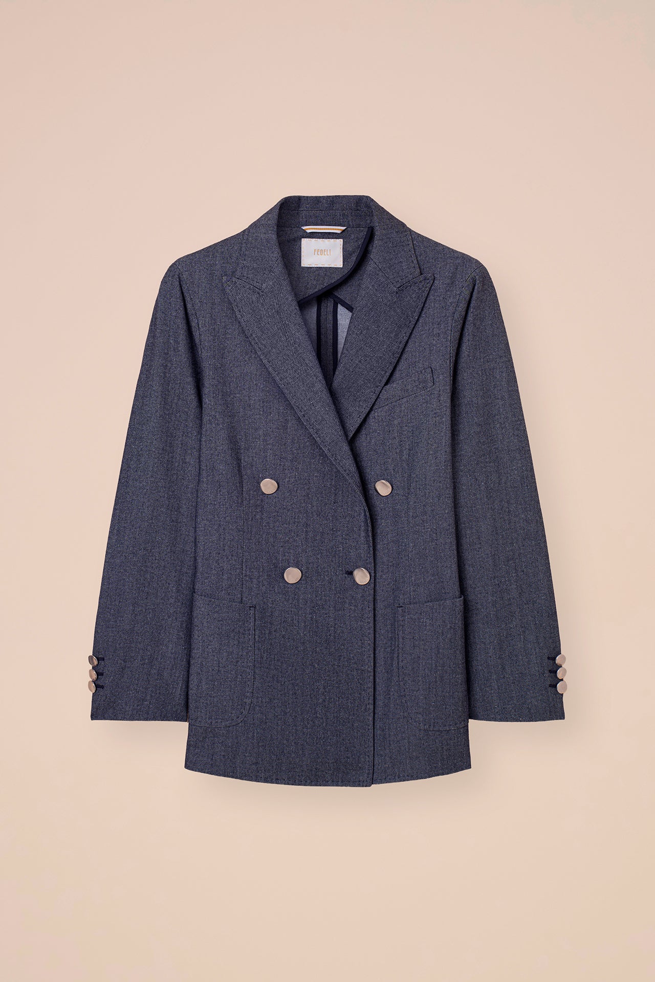 New Dandy Wool and Cotton Gabardine Double-breast Blazer - STORM