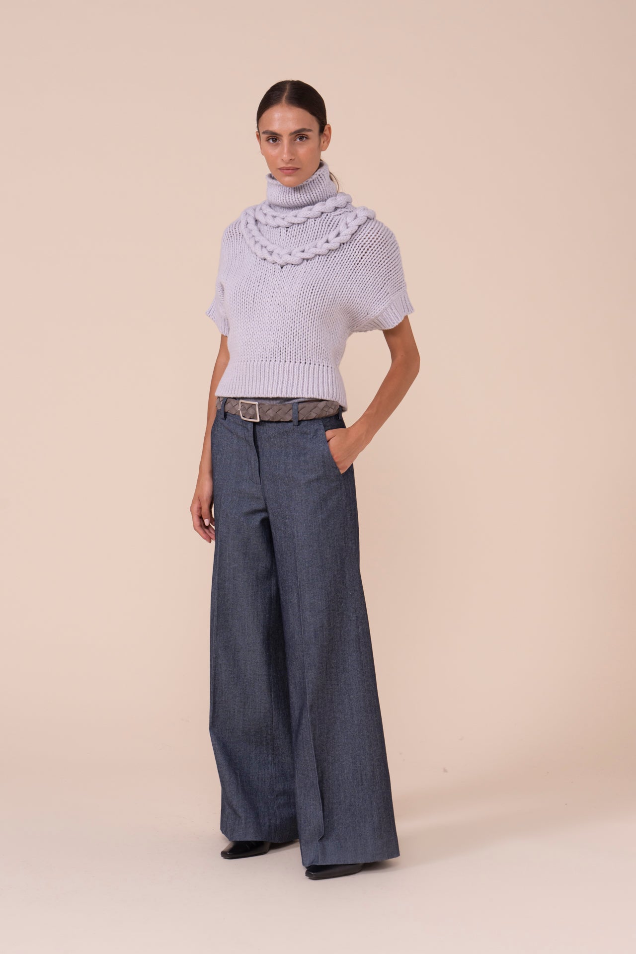 Gloria Wool and Cotton Gabardine Wide Leg Pants - 4