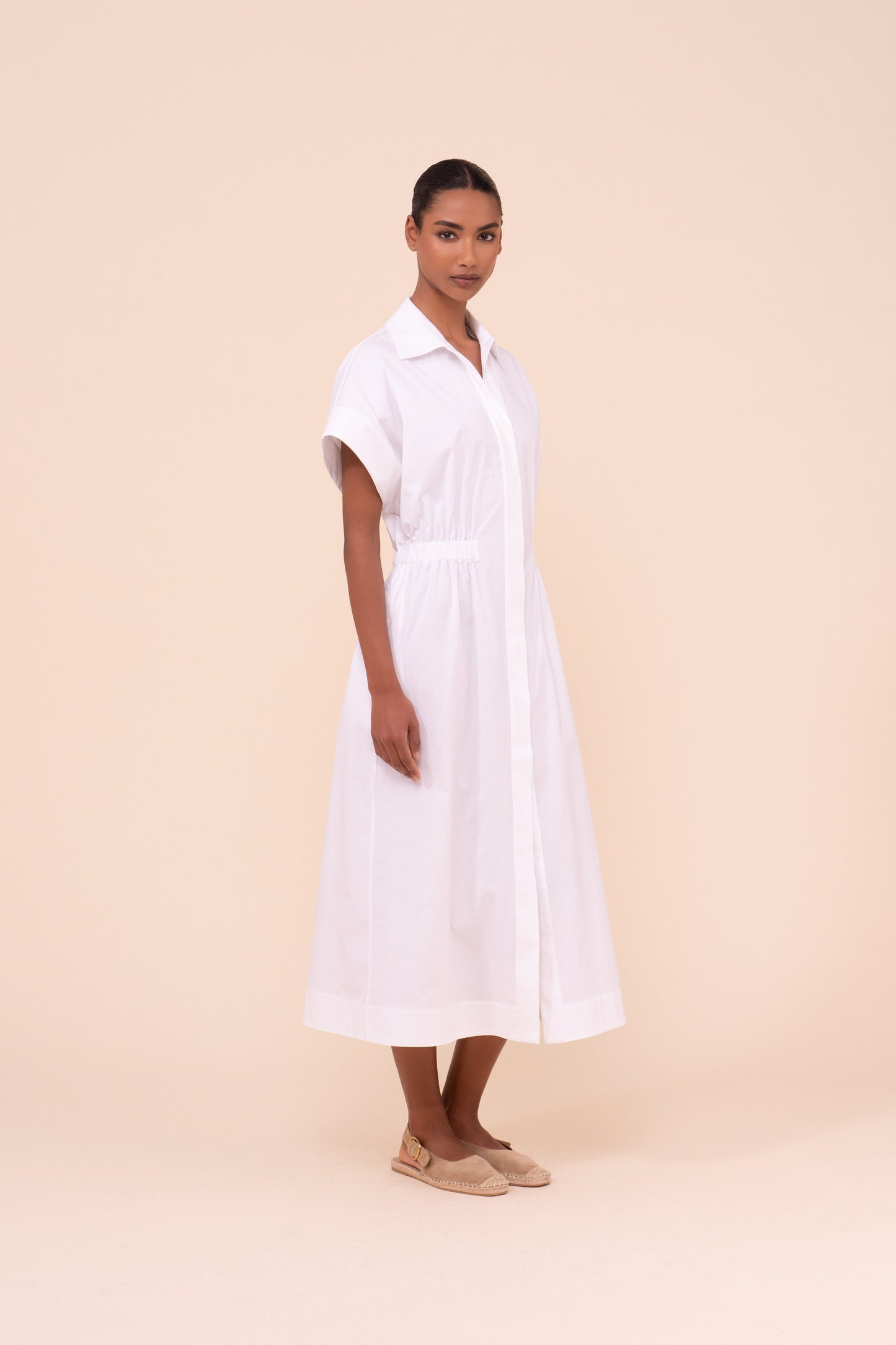 Soler  Cotton Poplin Long Dress - WHITE