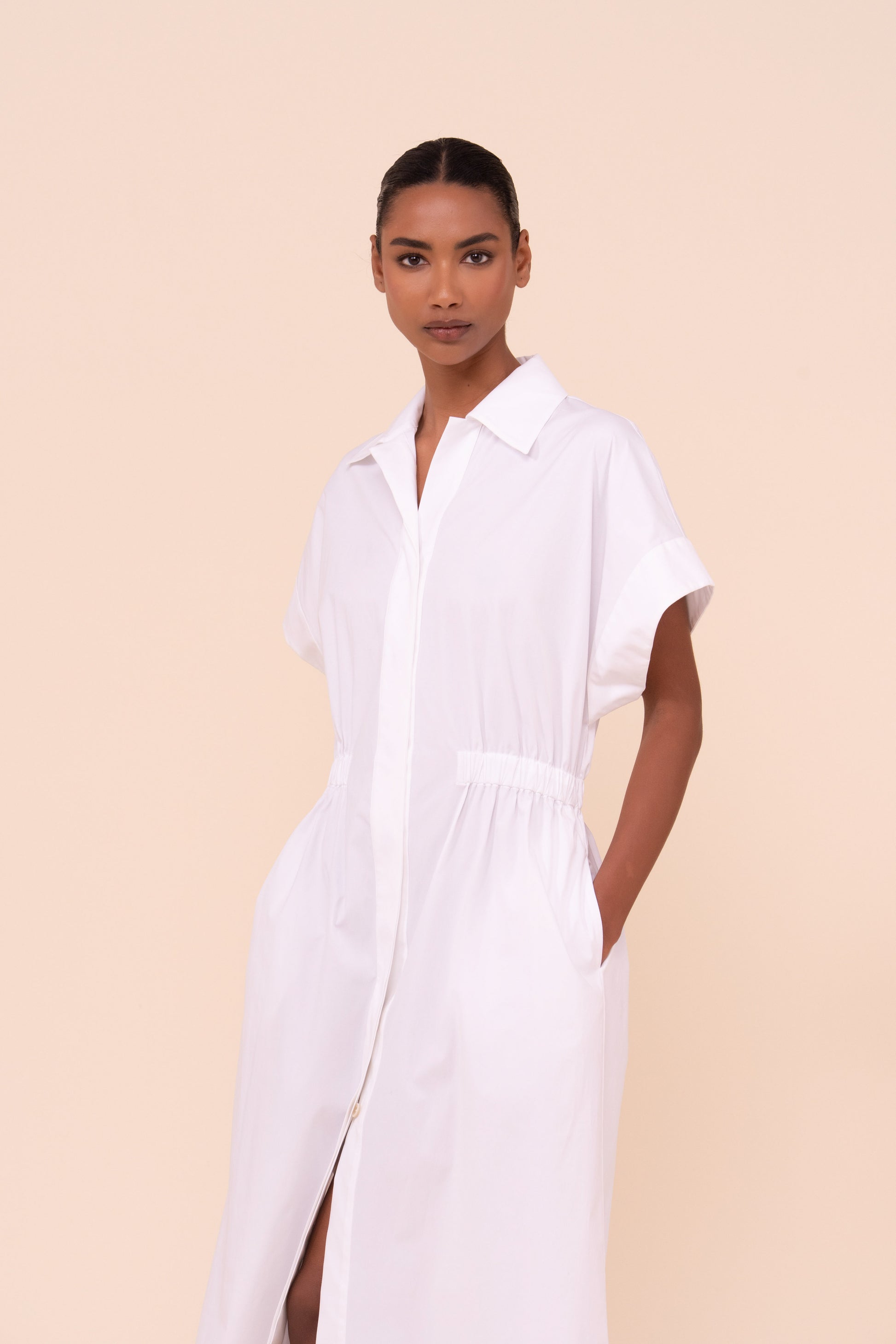Soler  Cotton Poplin Long Dress - WHITE
