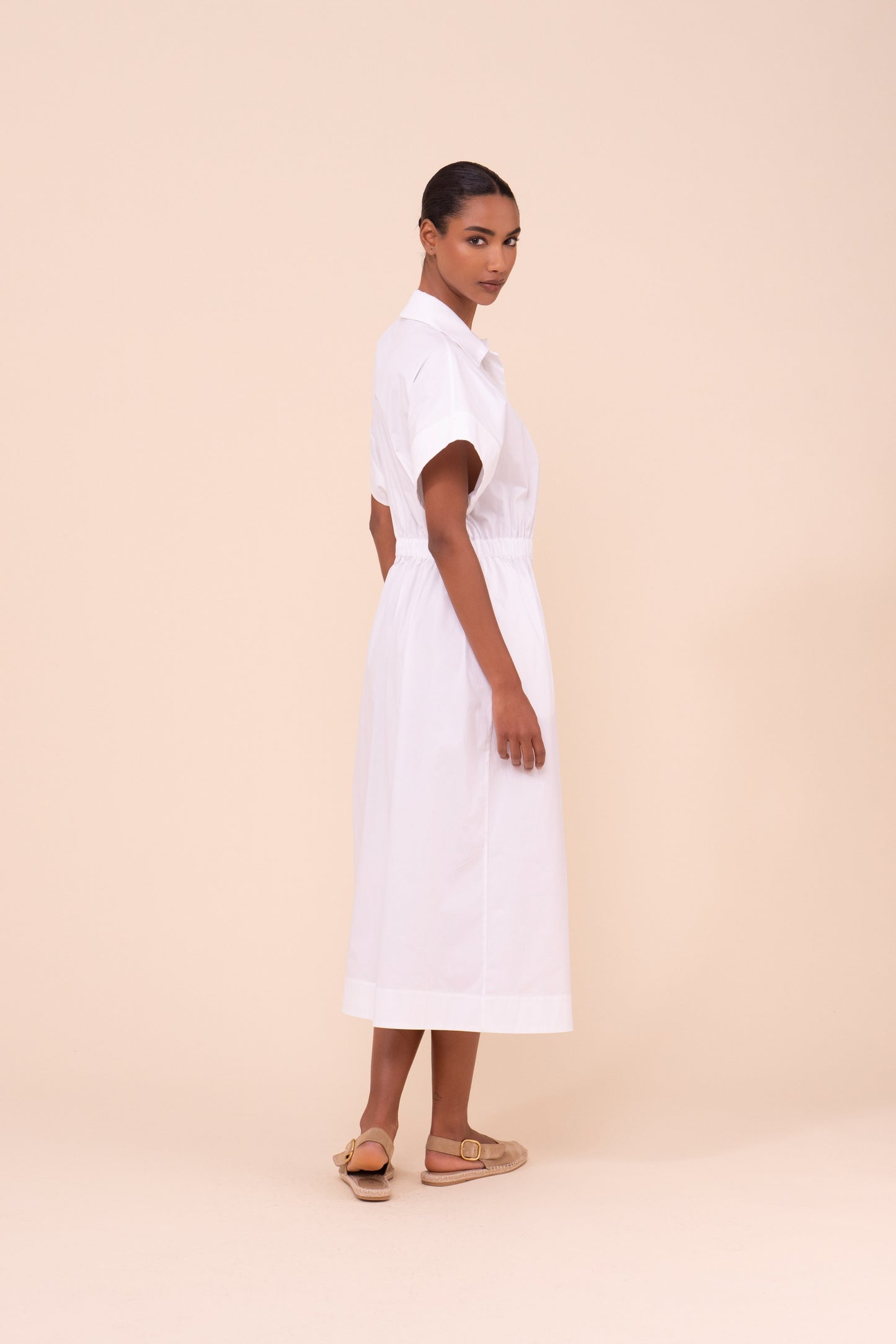 Soler  Cotton Poplin Long Dress - WHITE