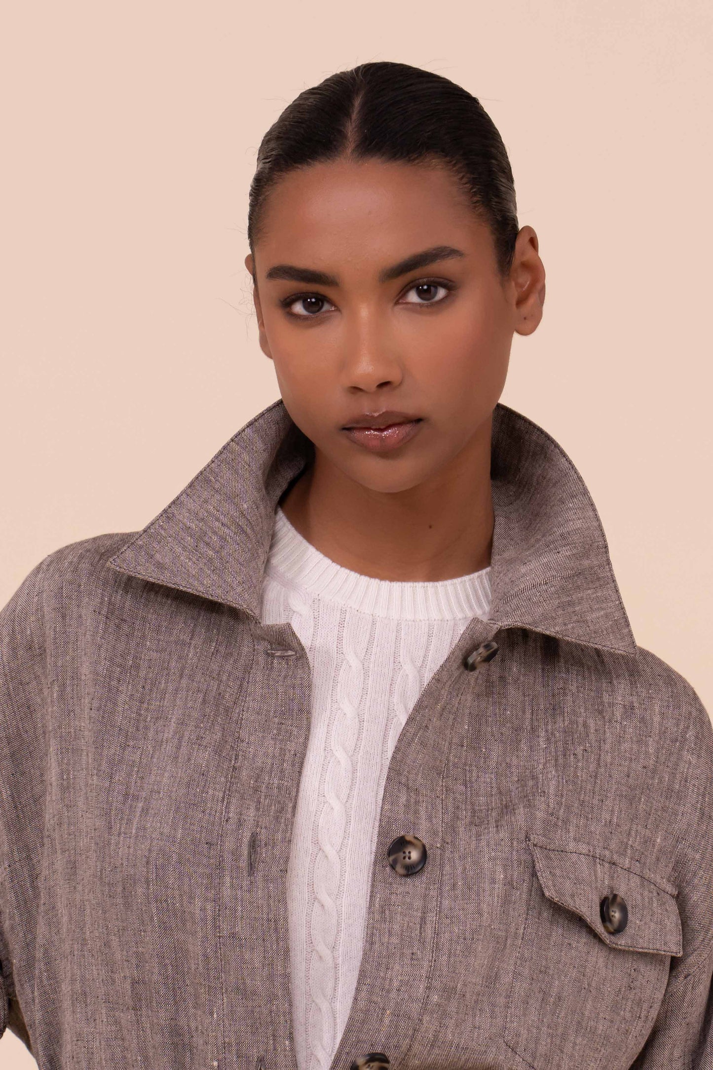 Vega Linen Safari Jacket - DARKGREIGE