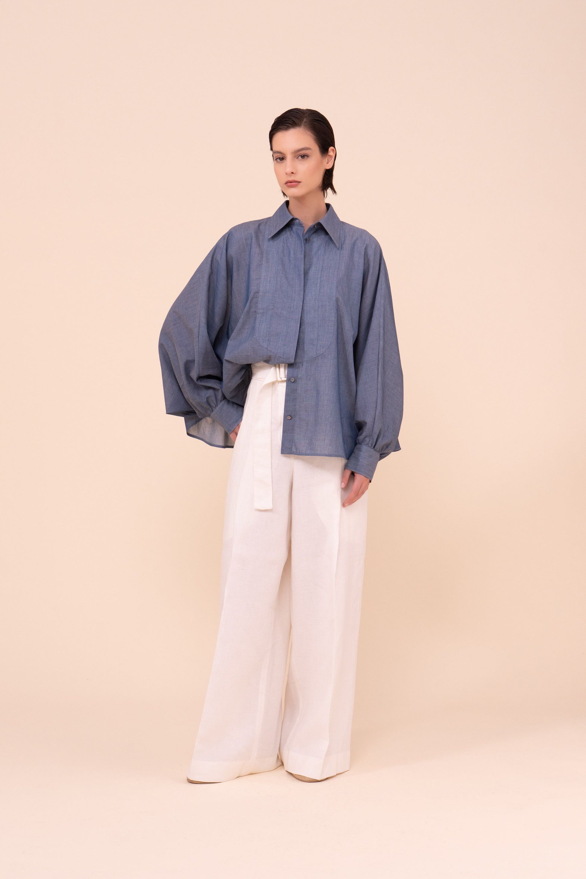 Serra camicia a mantella in denim leggero - DENIM