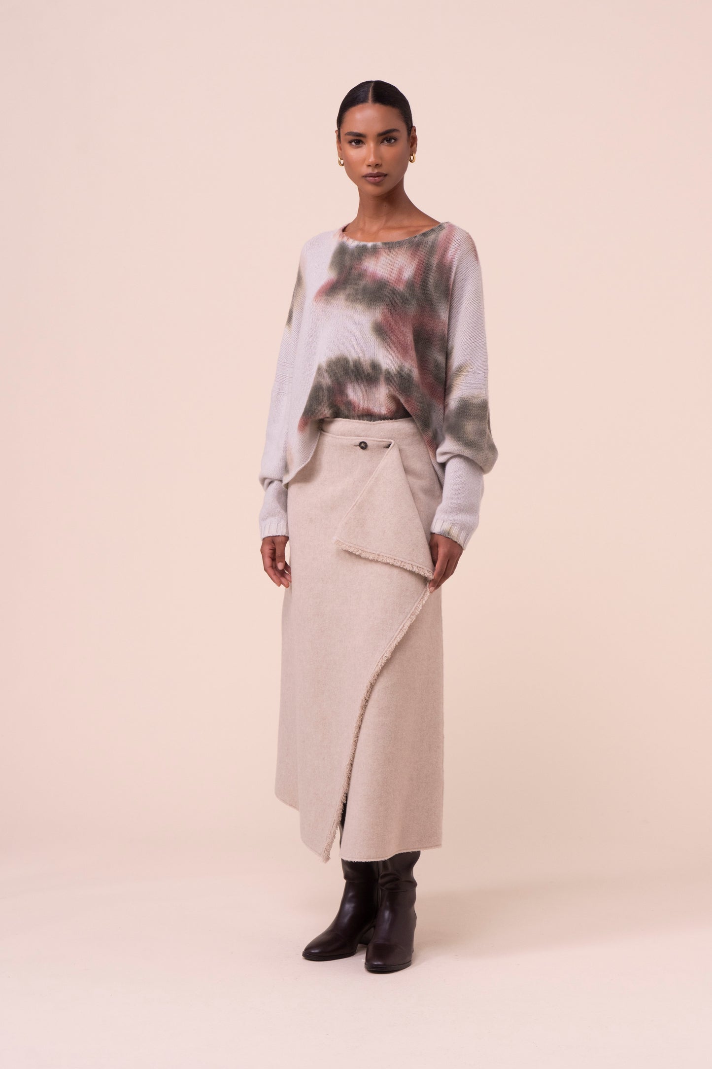 Cecilia gonna a portafoglio in lana e cashmere - LINENMELANGE