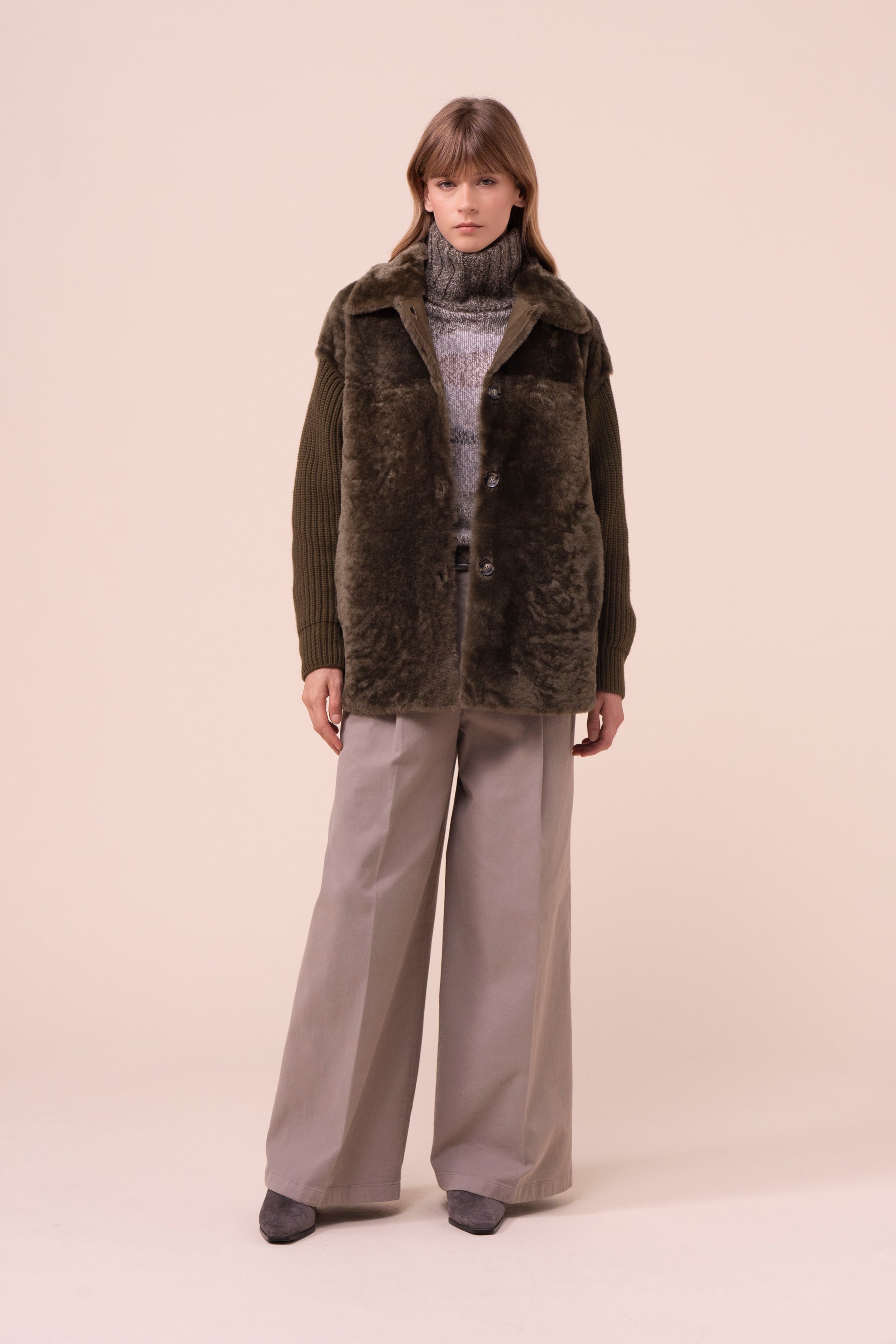 Feliz giacca in montone e cashmere -