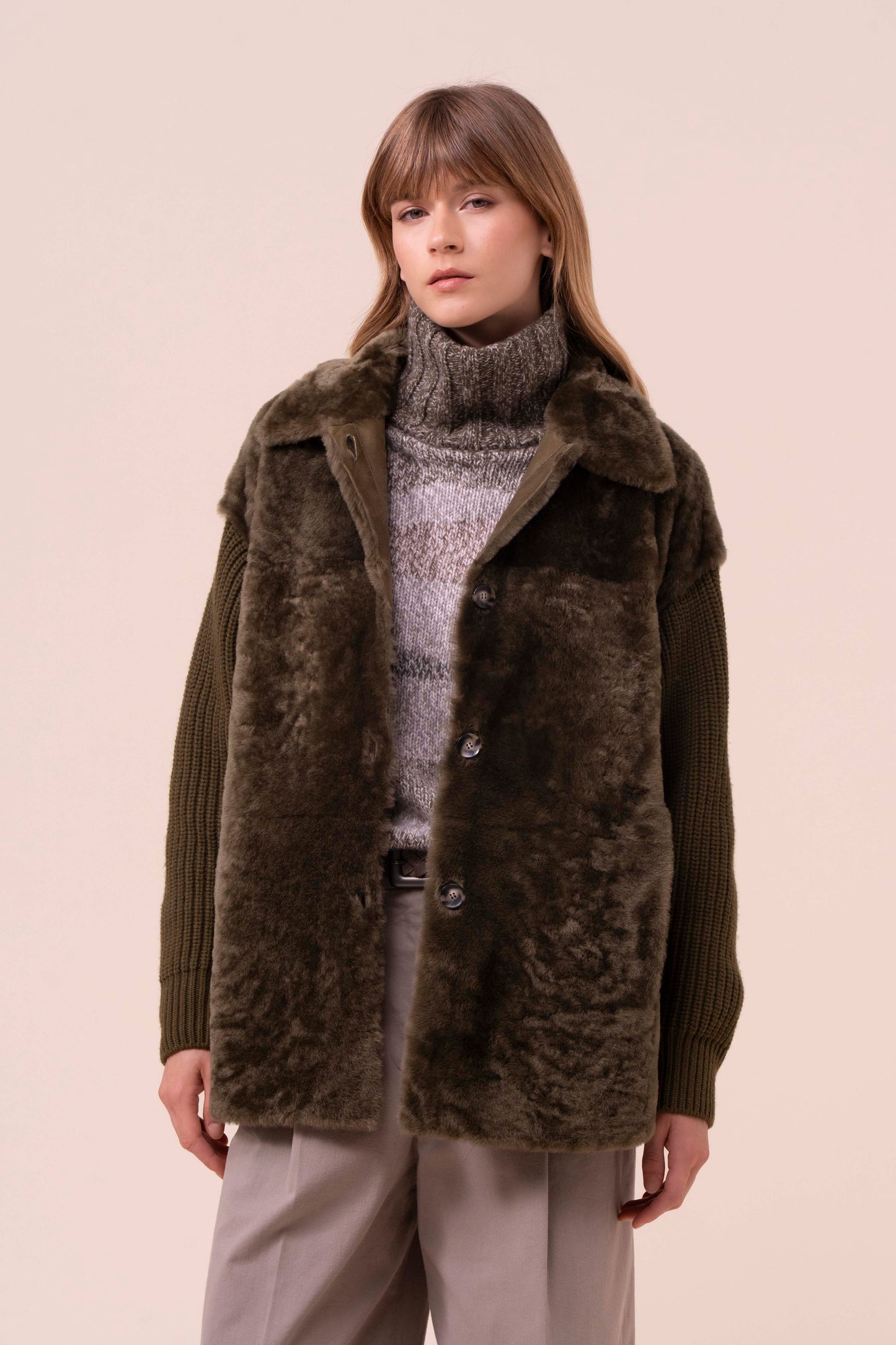 Feliz giacca in montone e cashmere -