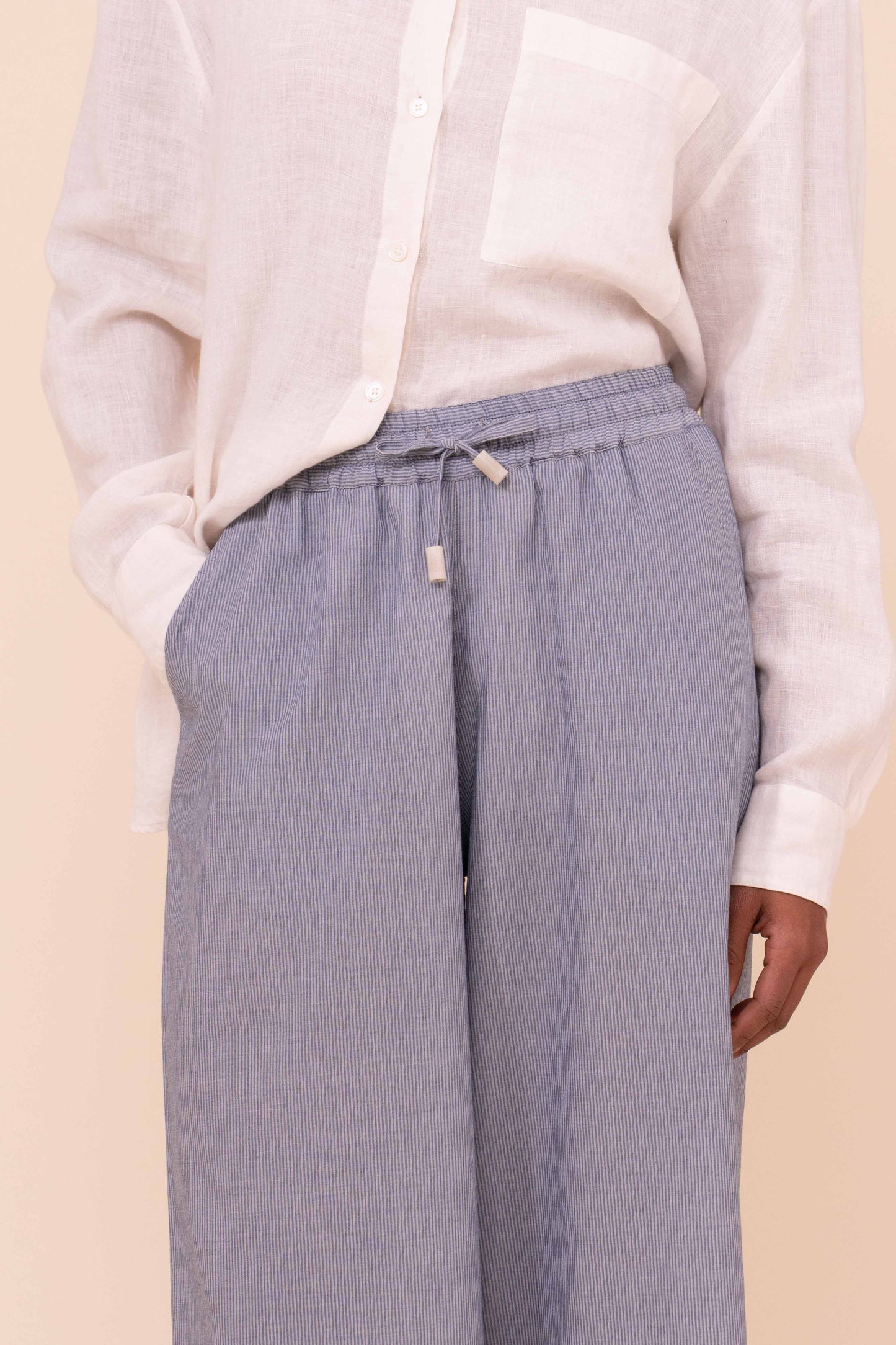 New Diana pantaloni in voile di cotone a righe  - DENIM