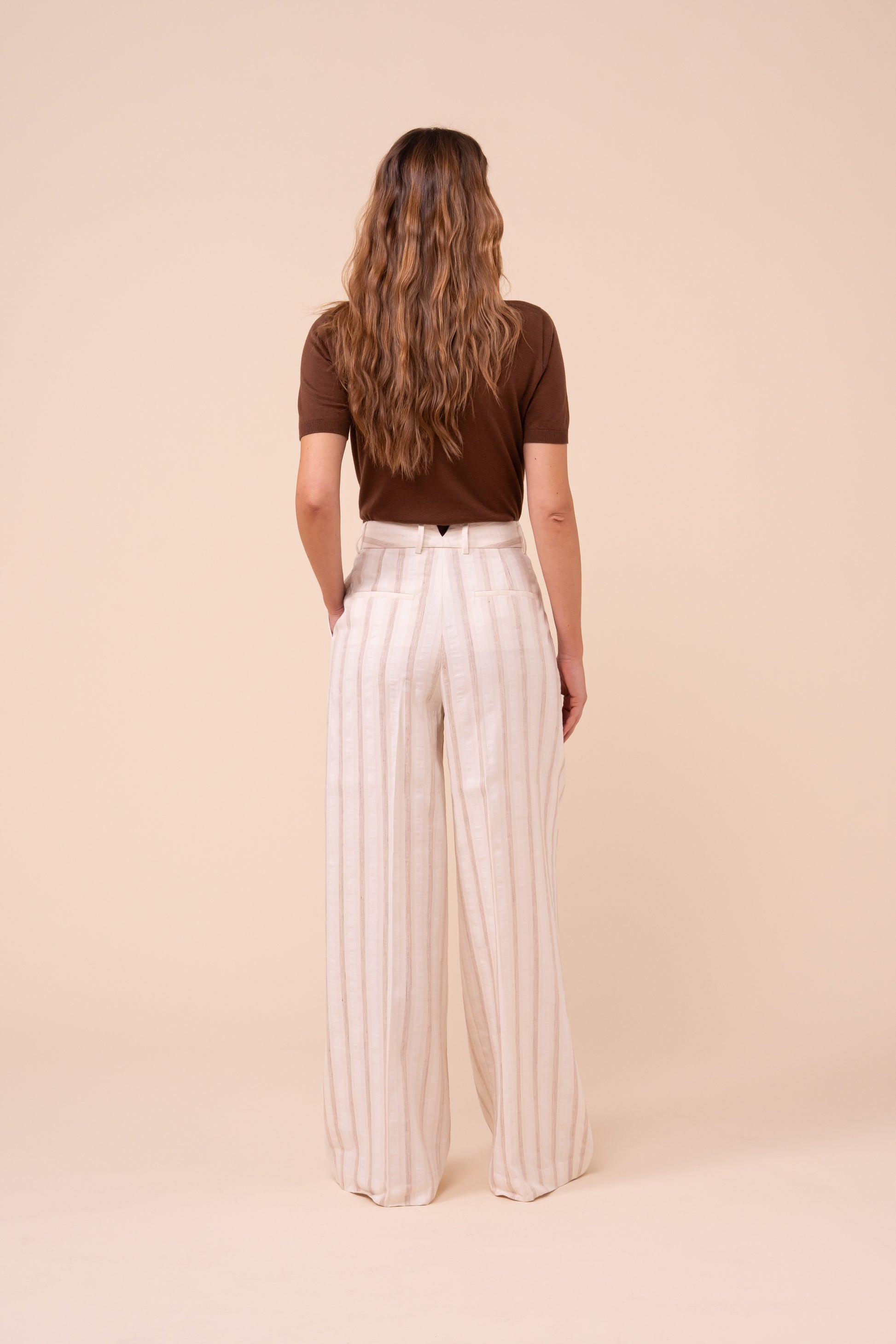 Carlo Cotton and Linen Striped Wide-Leg Pants - V.U.