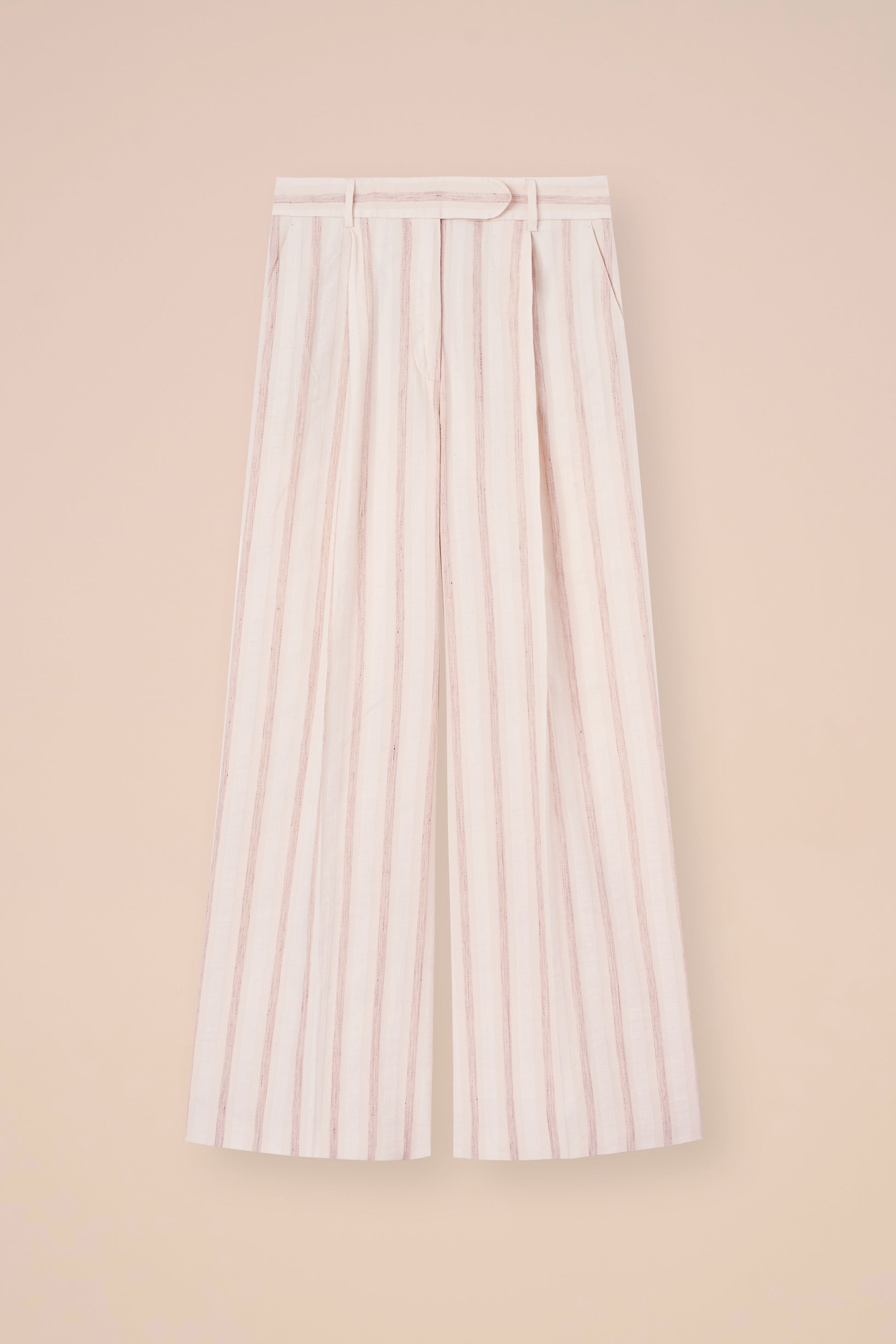 Carlo Cotton and Linen Striped Wide-Leg Pants - V.U.
