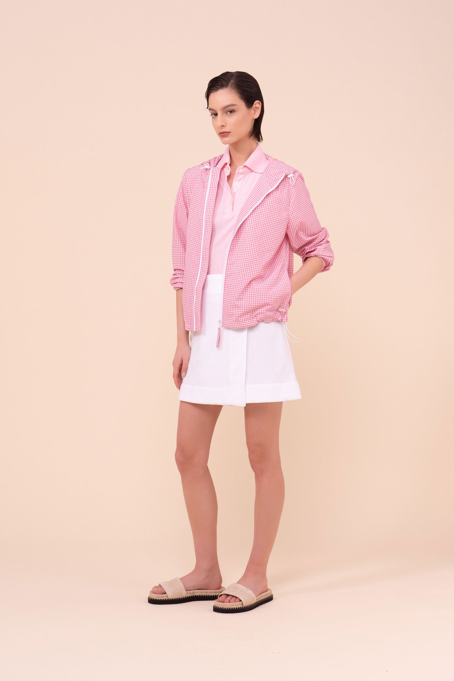 Domenico giacca in tessuto sakar a quadretti - PETALPINK