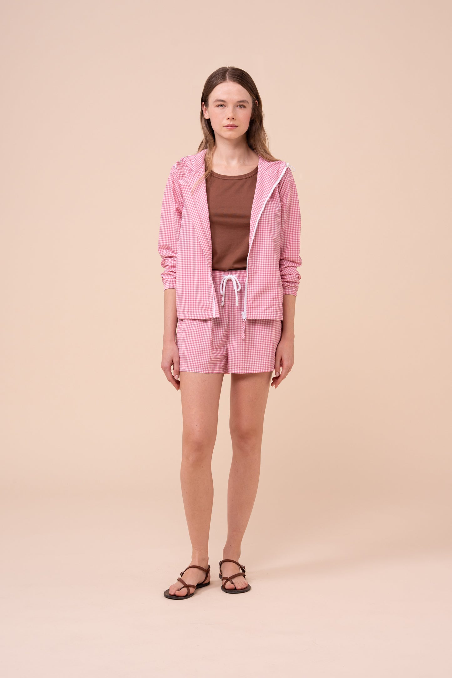 Domenico Seersucker Gingham Jacket - PETALPINK