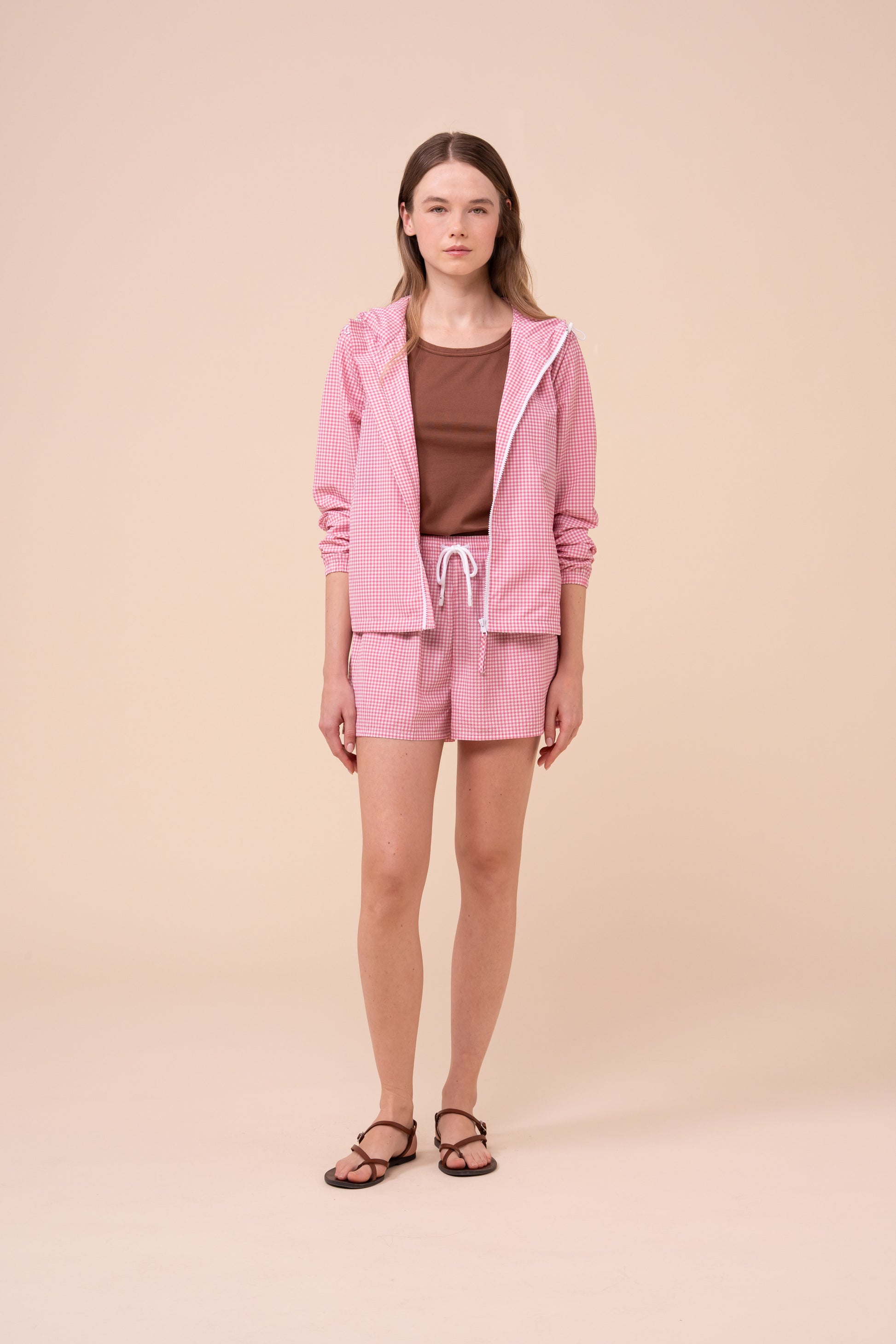 Domenico Seersucker Gingham Jacket - PETALPINK