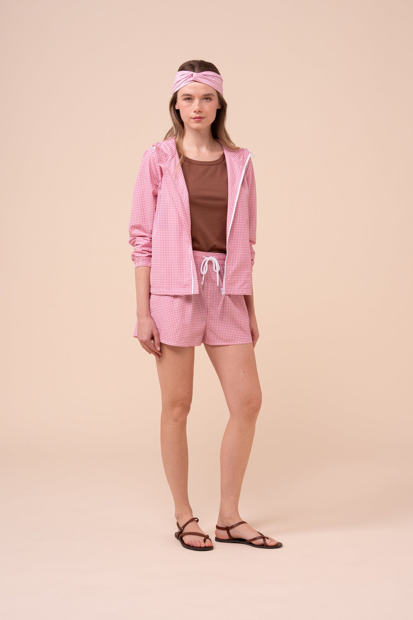 Domenico Seersucker Gingham Jacket - PETALPINK