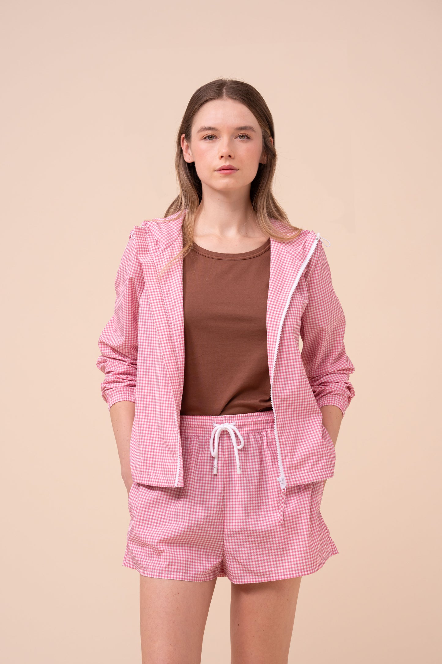 Domenico Seersucker Gingham Jacket - PETALPINK