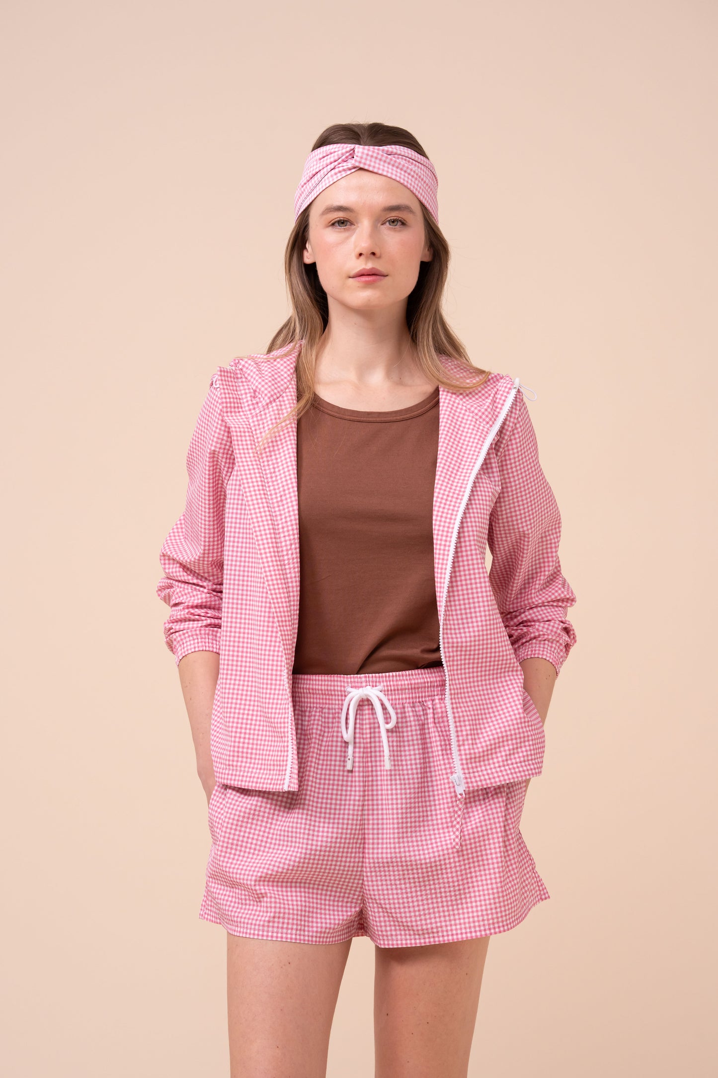 Domenico Seersucker Gingham Jacket - PETALPINK