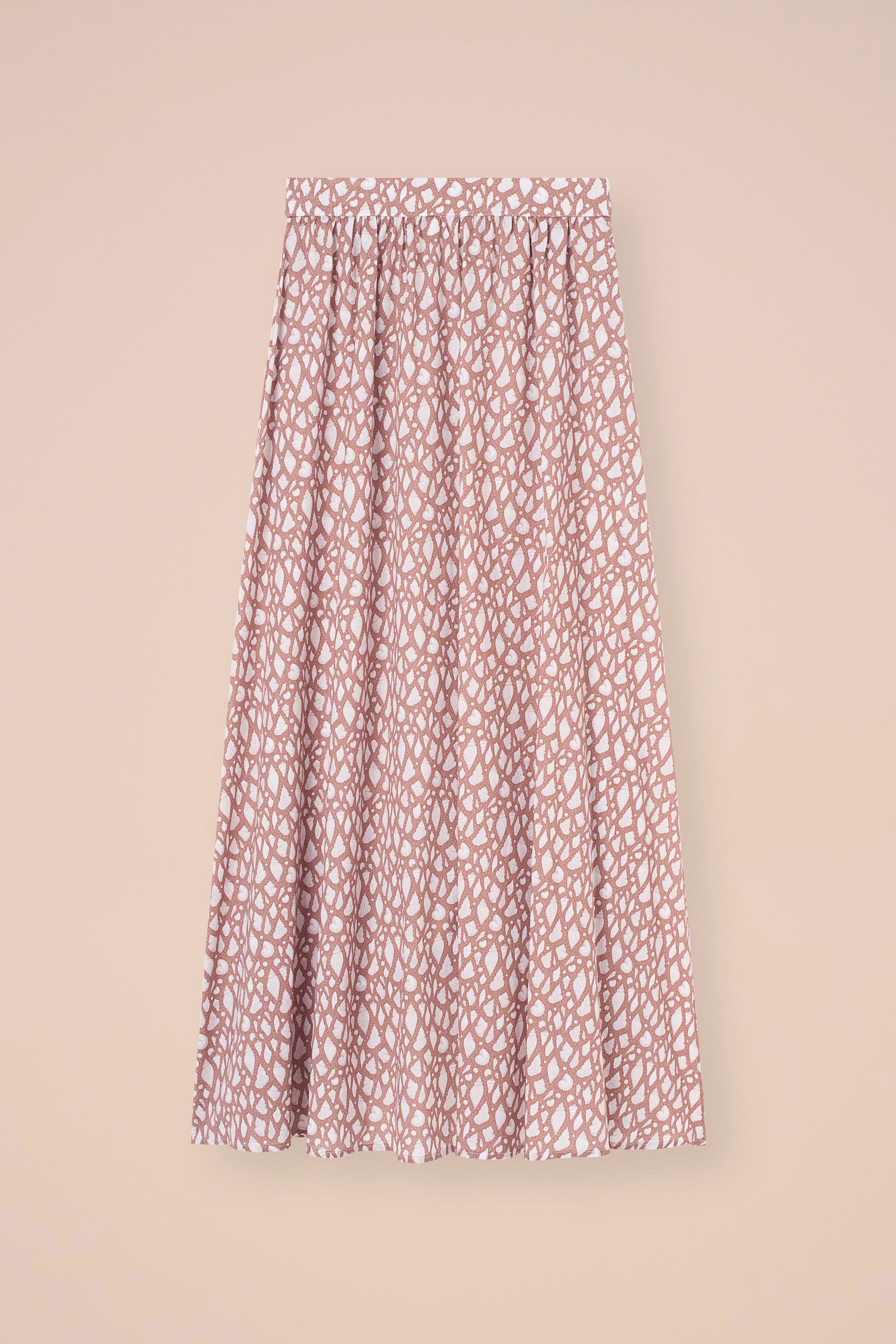 Ustica Printed Cotton Voile Skirt - Shells Pattern - SIENNA