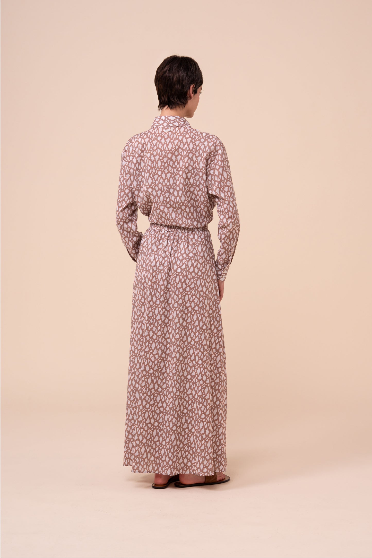 Ustica gonna in voile cotone stampato - Fantasia conchiglie - SIENNA