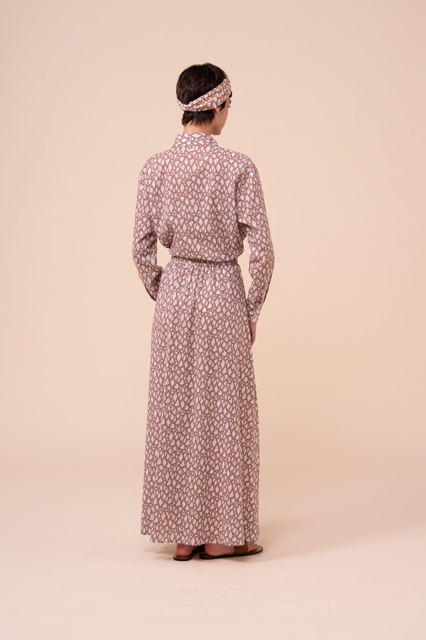 Ustica Printed Cotton Voile Skirt - Shells Pattern - SIENNA