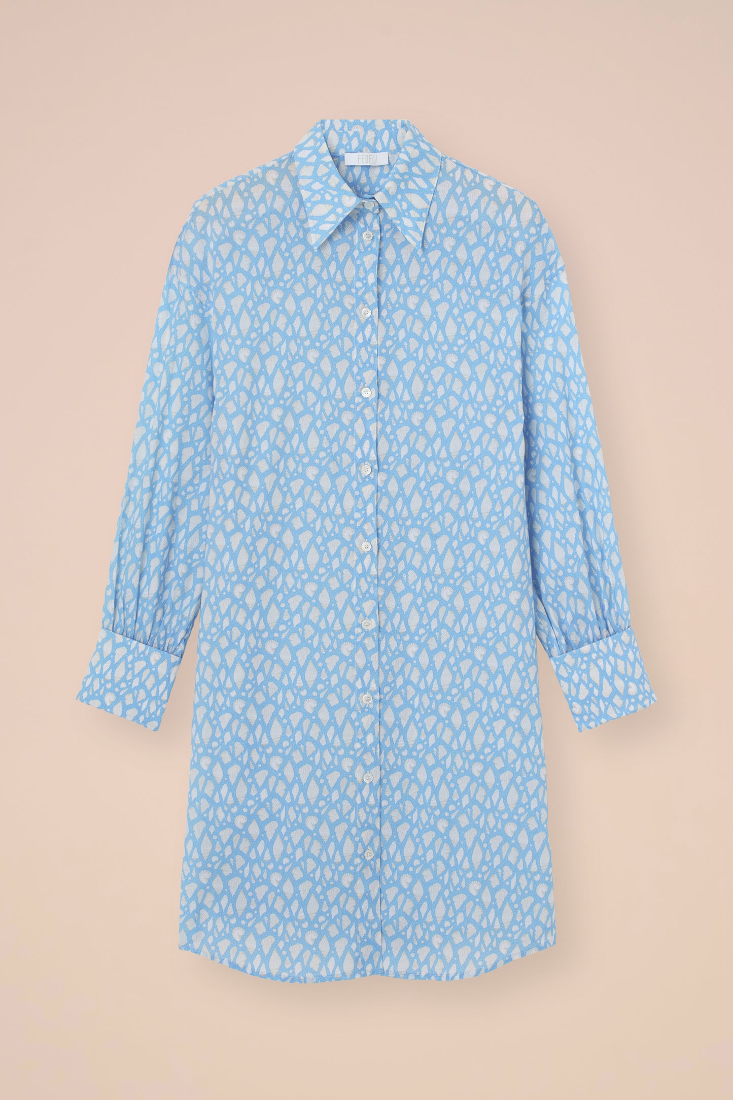 New Ade Printed Cotton Voile Overshirt - Shells Pattern - SIENNA