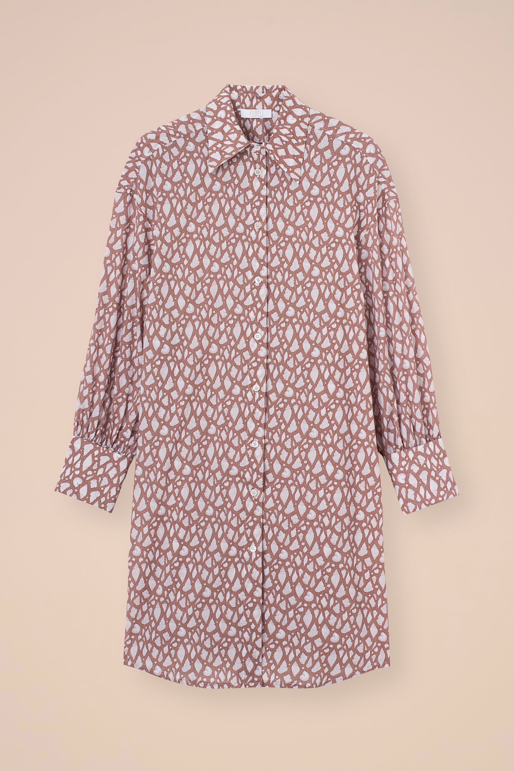 New Ade Printed Cotton Voile Overshirt - Shells Pattern - SIENNA