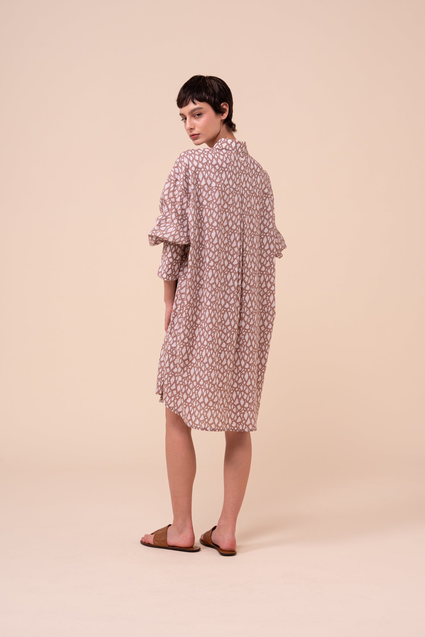 New Ade Printed Cotton Voile Overshirt - Shells Pattern - SIENNA