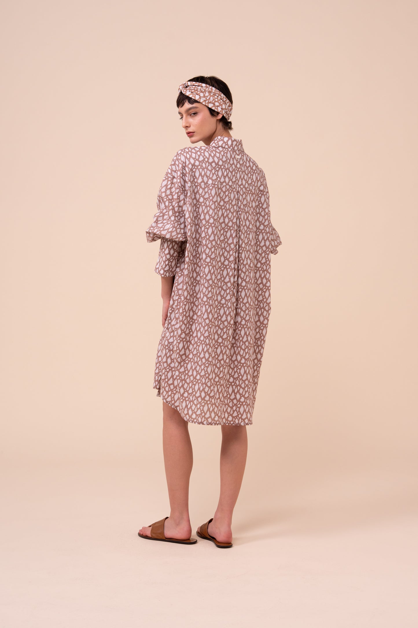 New Ade Printed Cotton Voile Overshirt - Shells Pattern - SIENNA