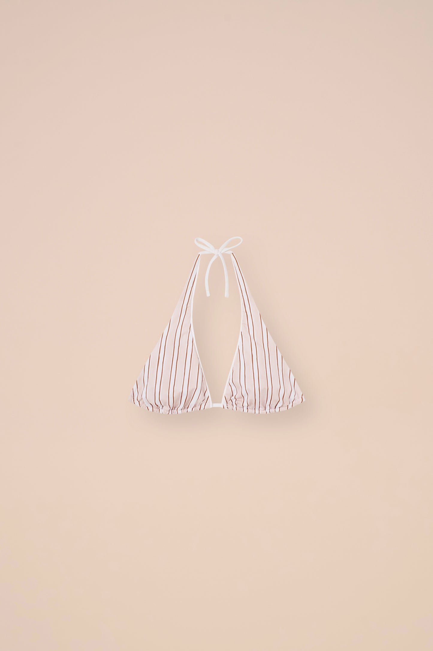 Nevada High-Neck Bikini Top - Striped Pattern - LINEN