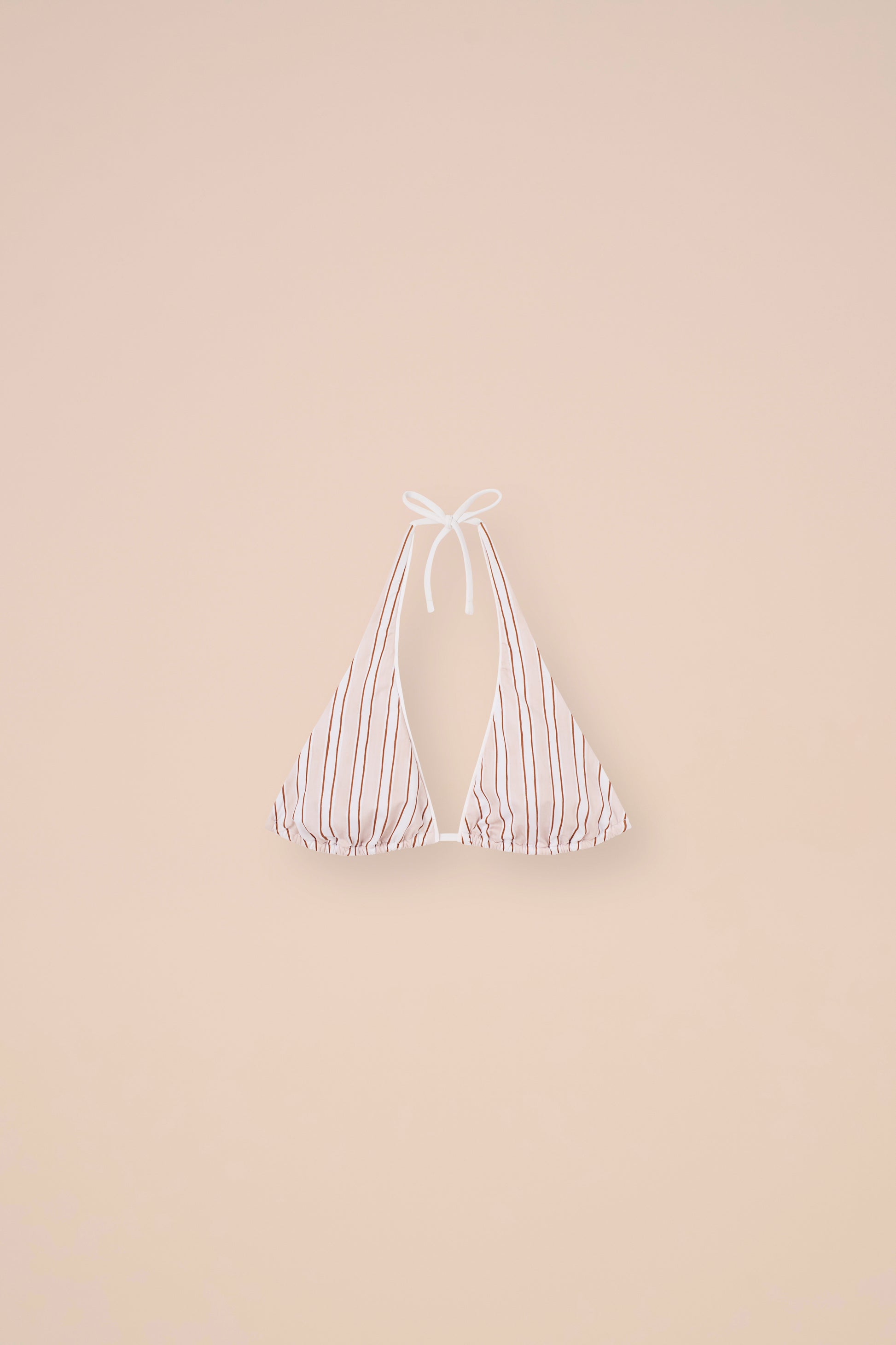 Nevada High-Neck Bikini Top - Striped Pattern - LINEN