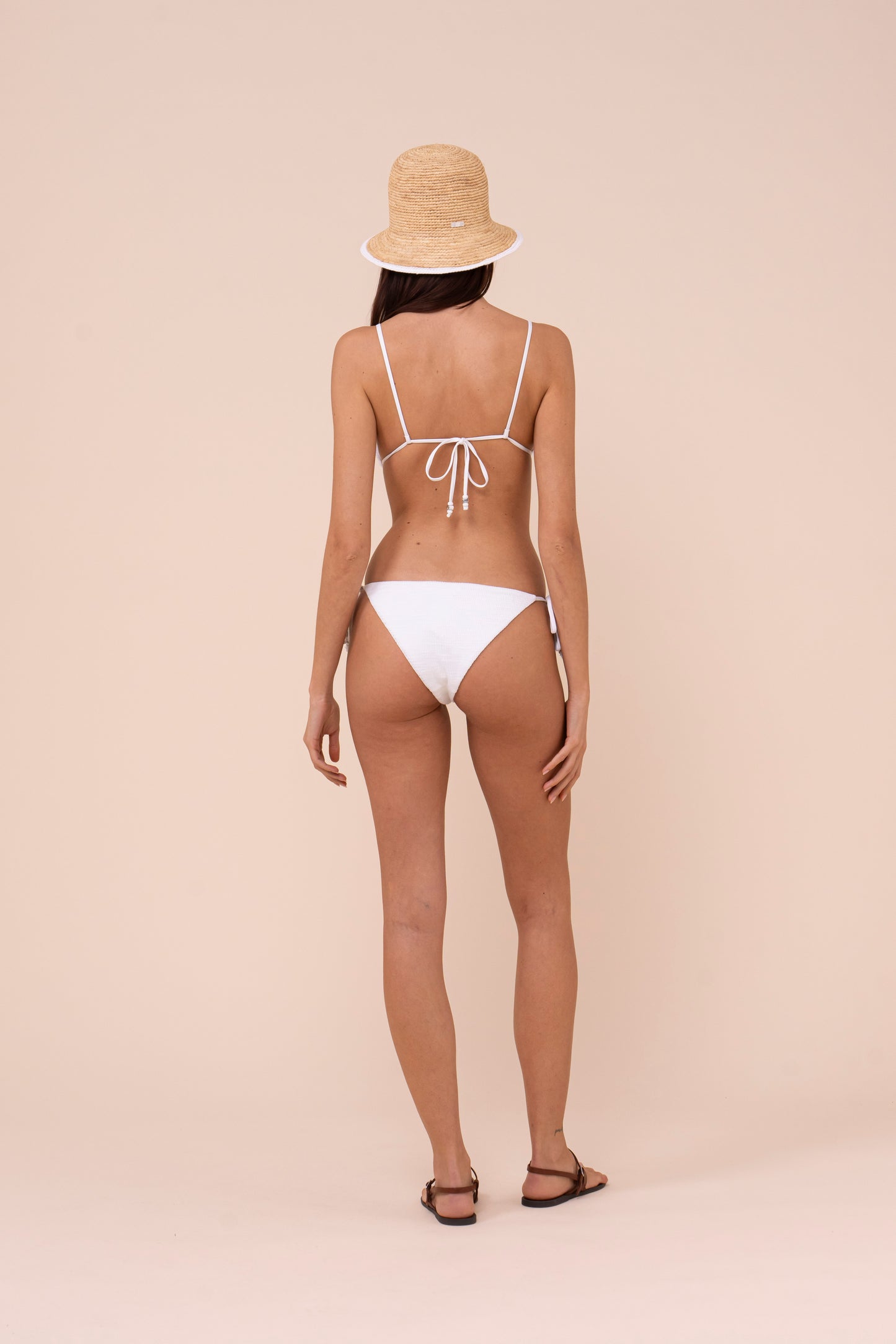 Texas bikini slip con laccetti in maglia Ebulis - WHITE