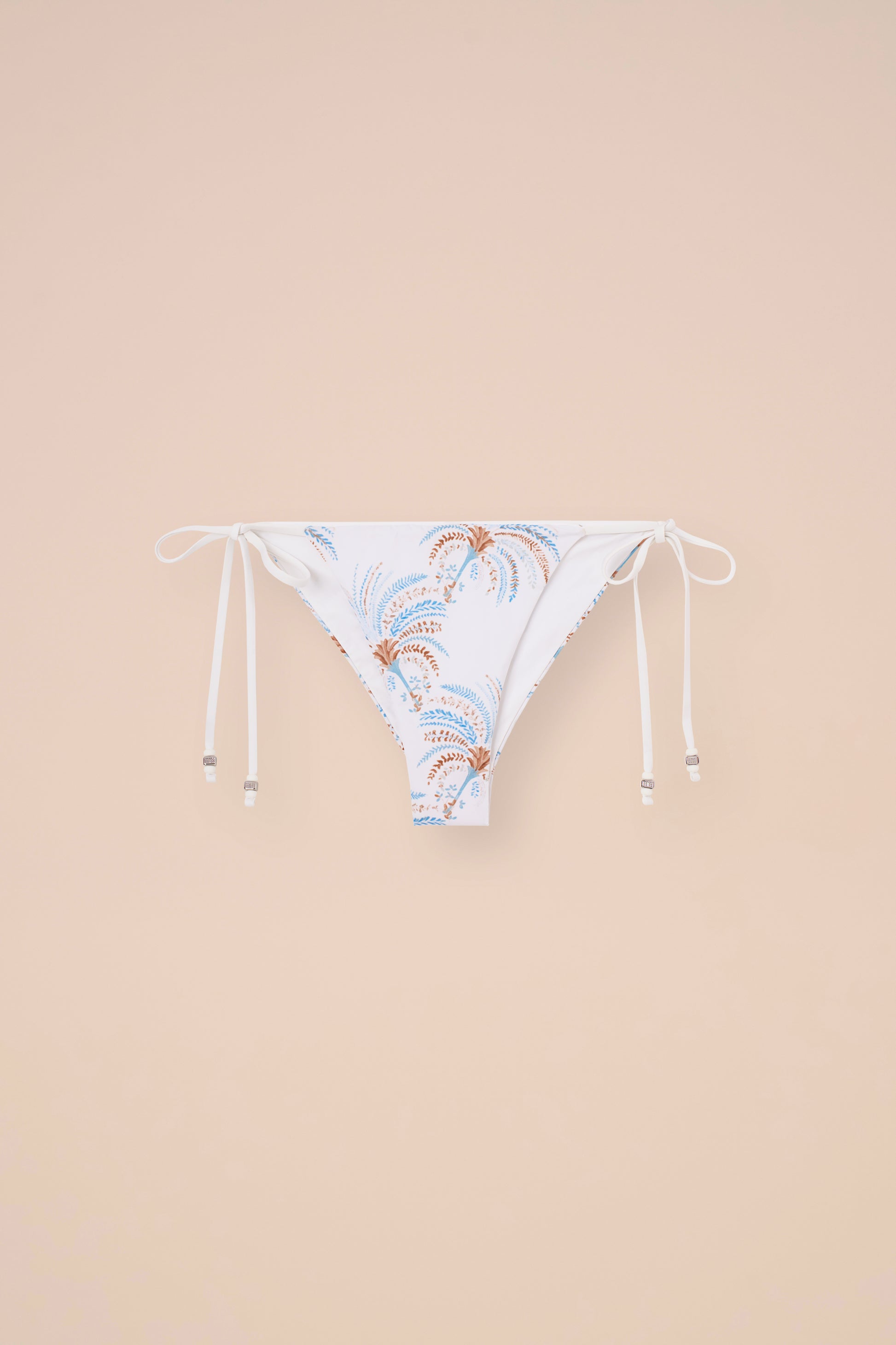 Miami String Bikini Bottom - Palms Pattern - CORNFLOWERBLUE