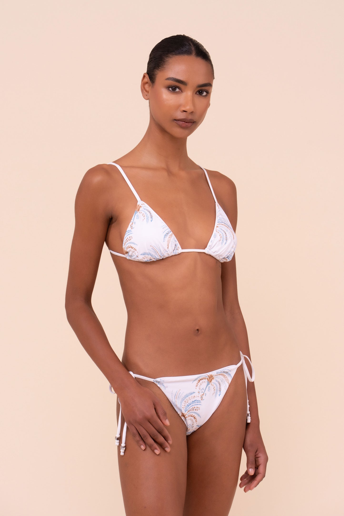 Carolina Bikini Triangle Top - Palms Pattern - CORNFLOWERBLUE