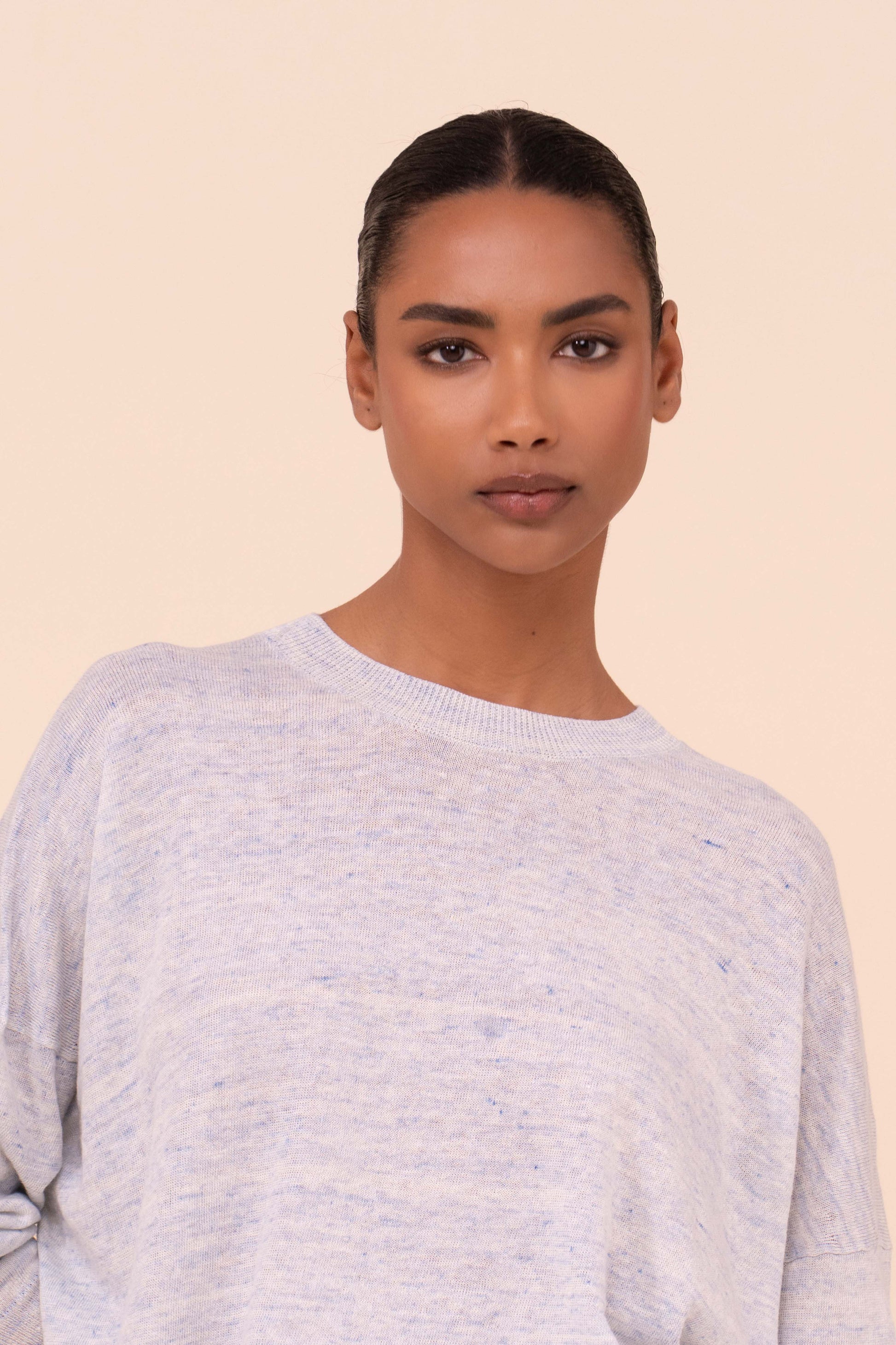 Lindsay Cairo maglia girocollo in cotone e lino - WHITE