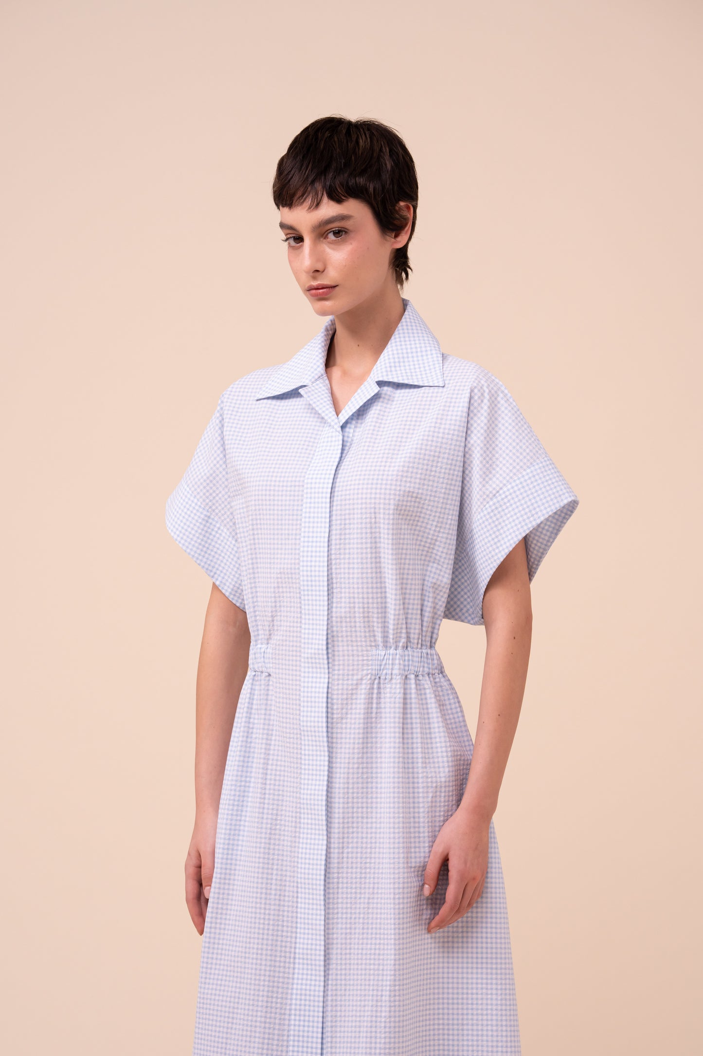 Soler Seersucker Long Dress - SKYBLUE