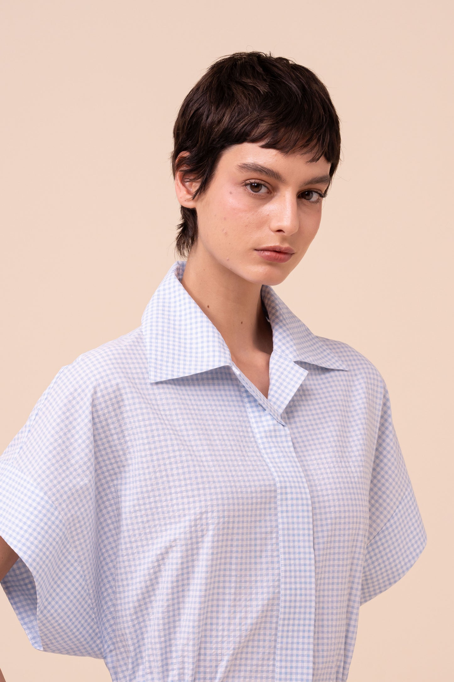 Soler Seersucker Long Dress - SKYBLUE