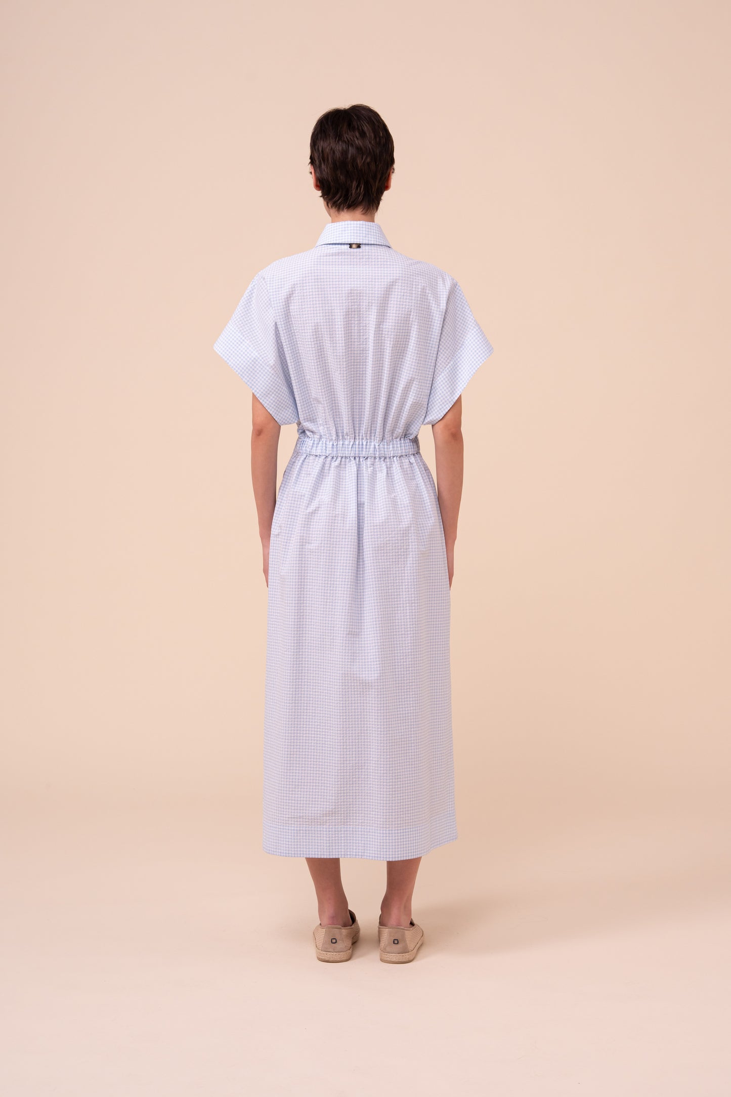 Soler Seersucker Long Dress - SKYBLUE