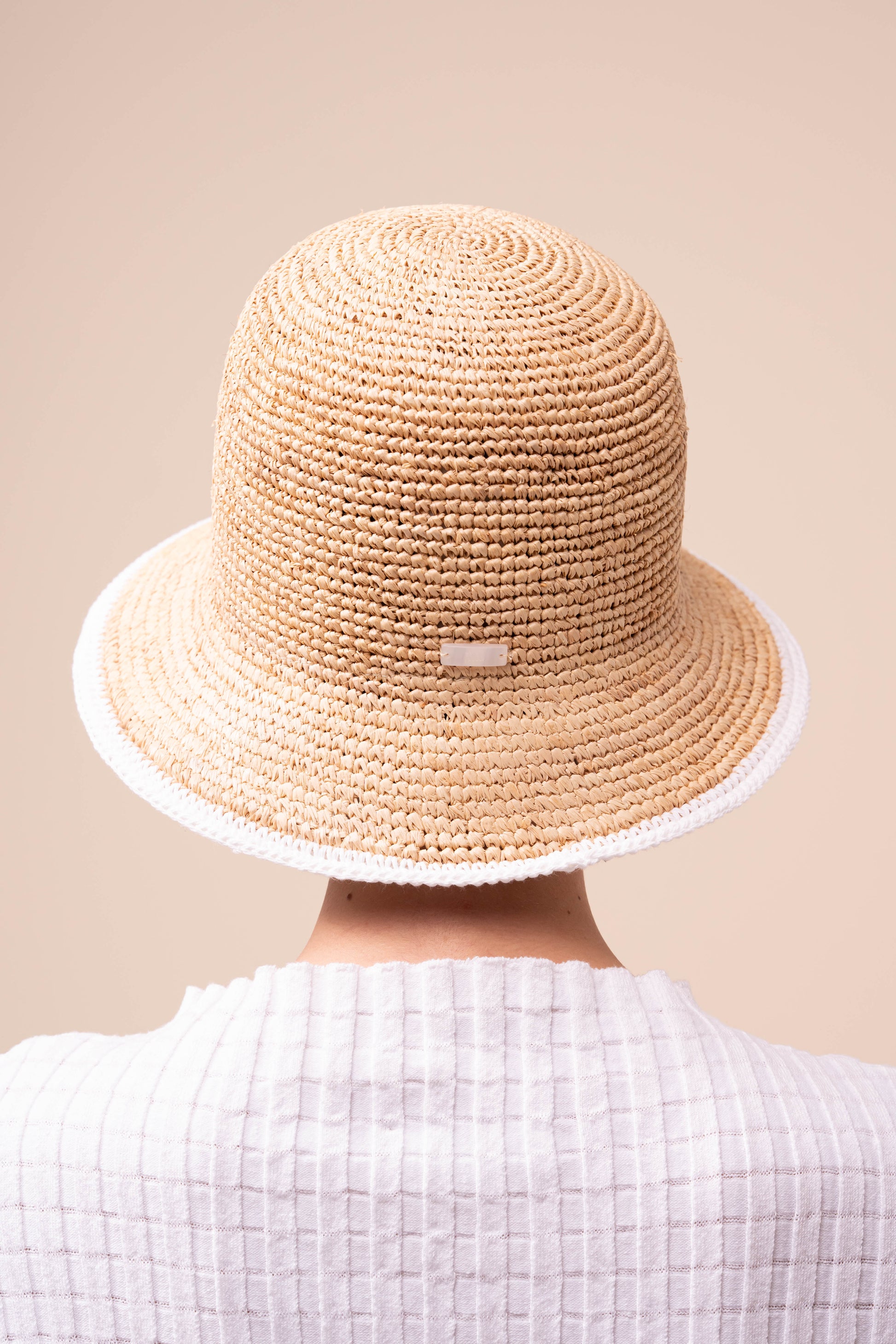 Rebecca Raffia Cloche Hat - WHITE