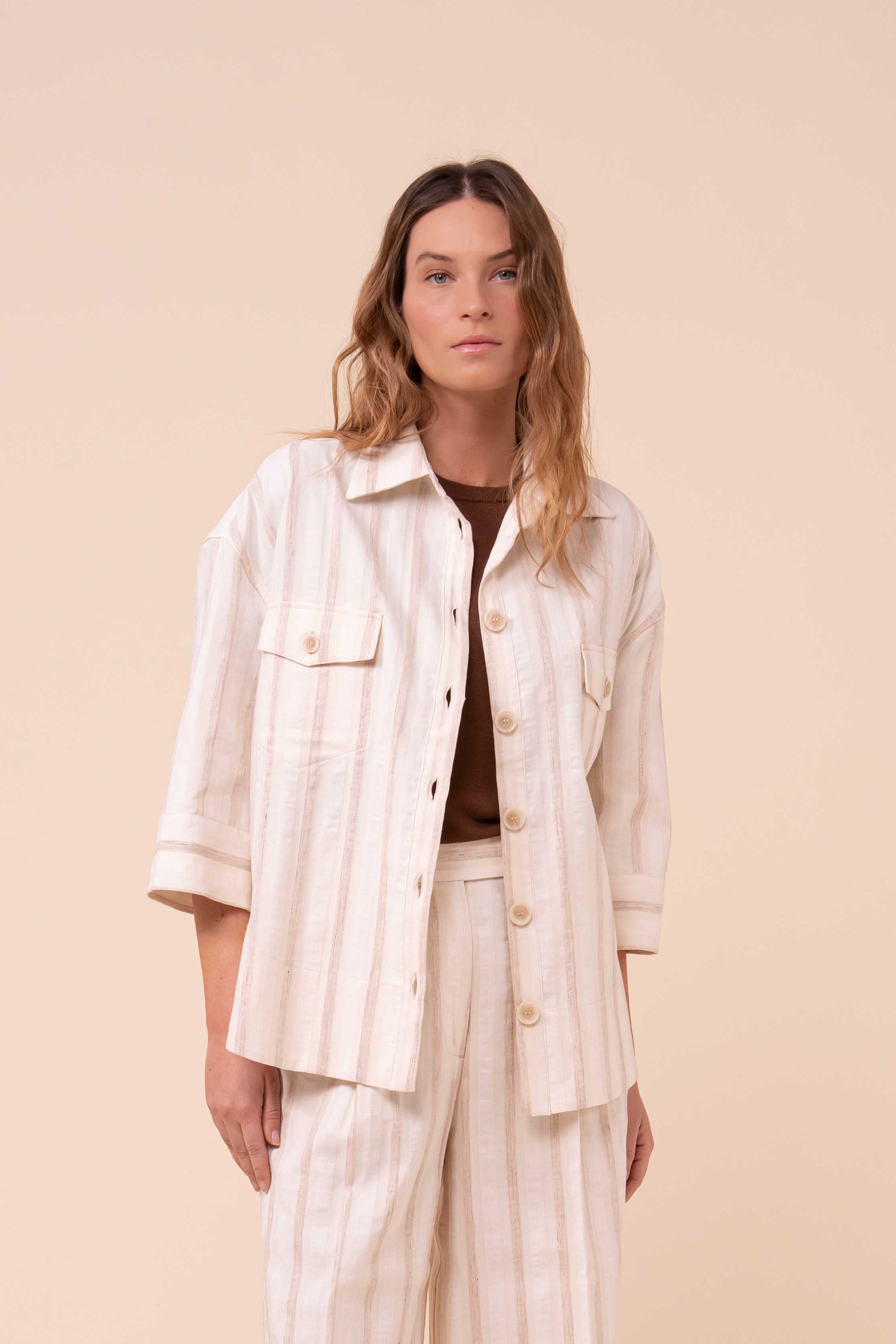 Gil camicia a righe in cotone e lino  - LINEN