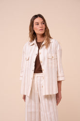 Gil Cotton and Linen Striped Overshirt