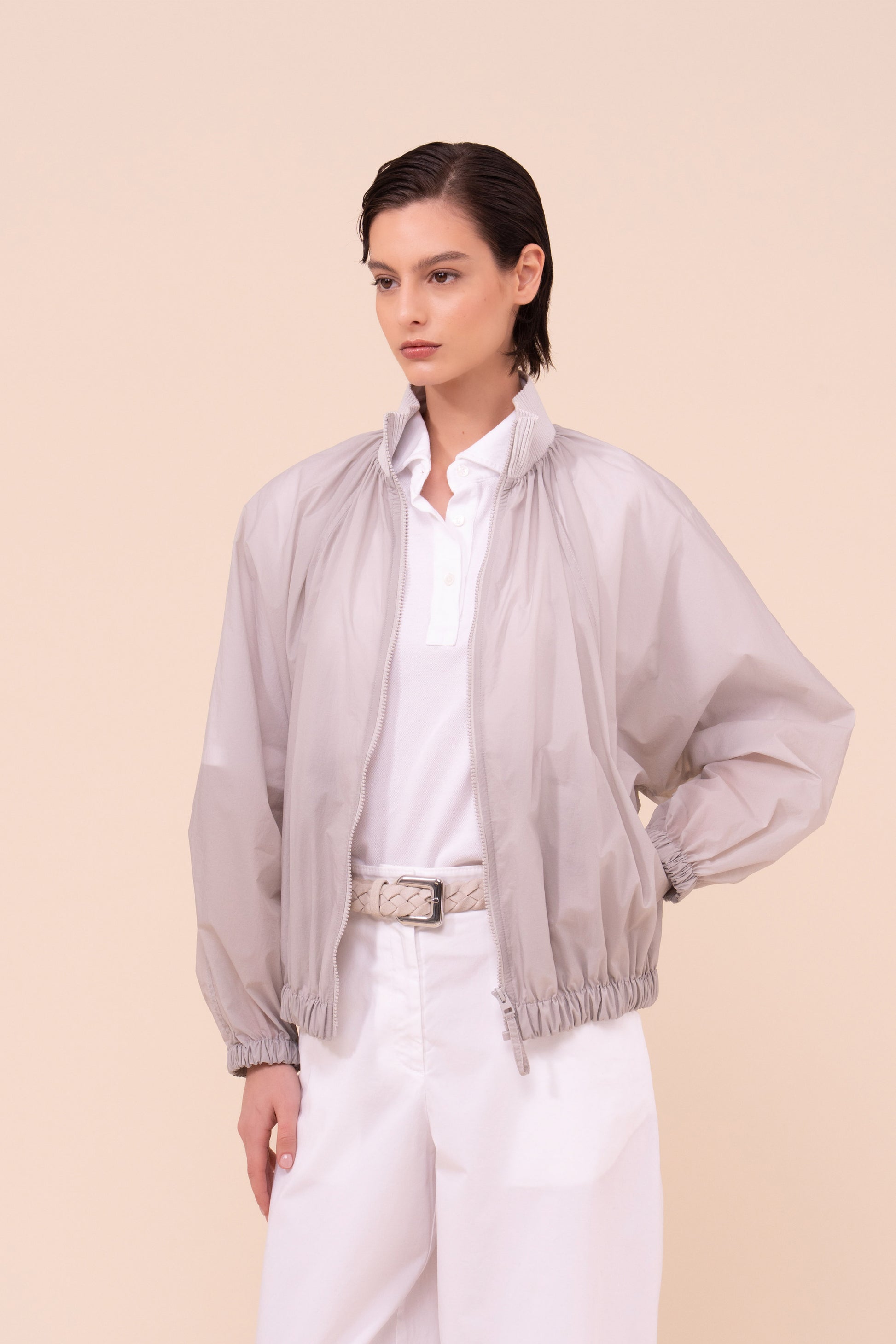 Barocco Ultra-Light Technical Bomber Jacket - WHITESMOKE