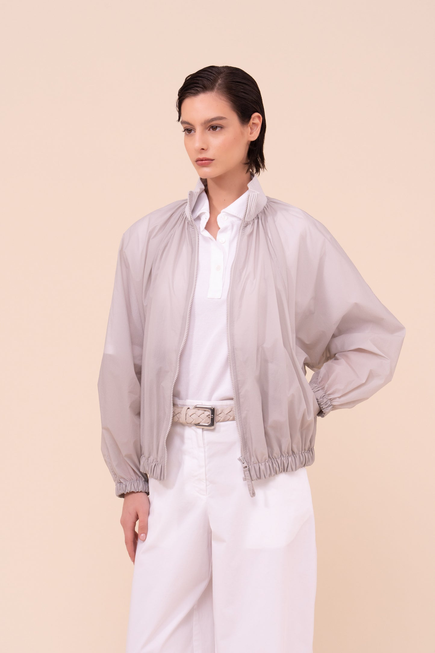 Barocco Ultra-Light Technical Bomber Jacket - WHITESMOKE