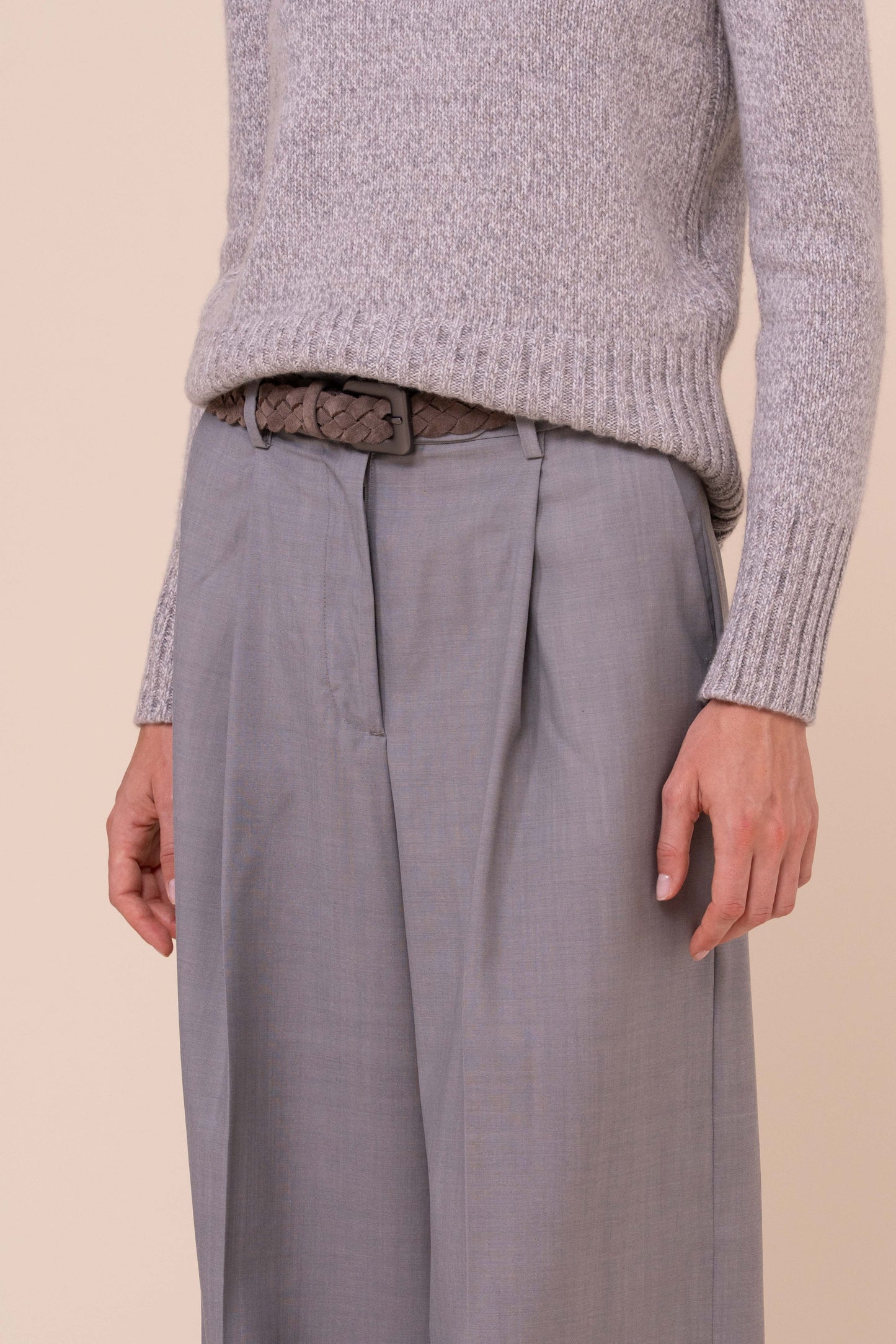 Carlo Fresh Wool Wide-Leg Pants - GRAY