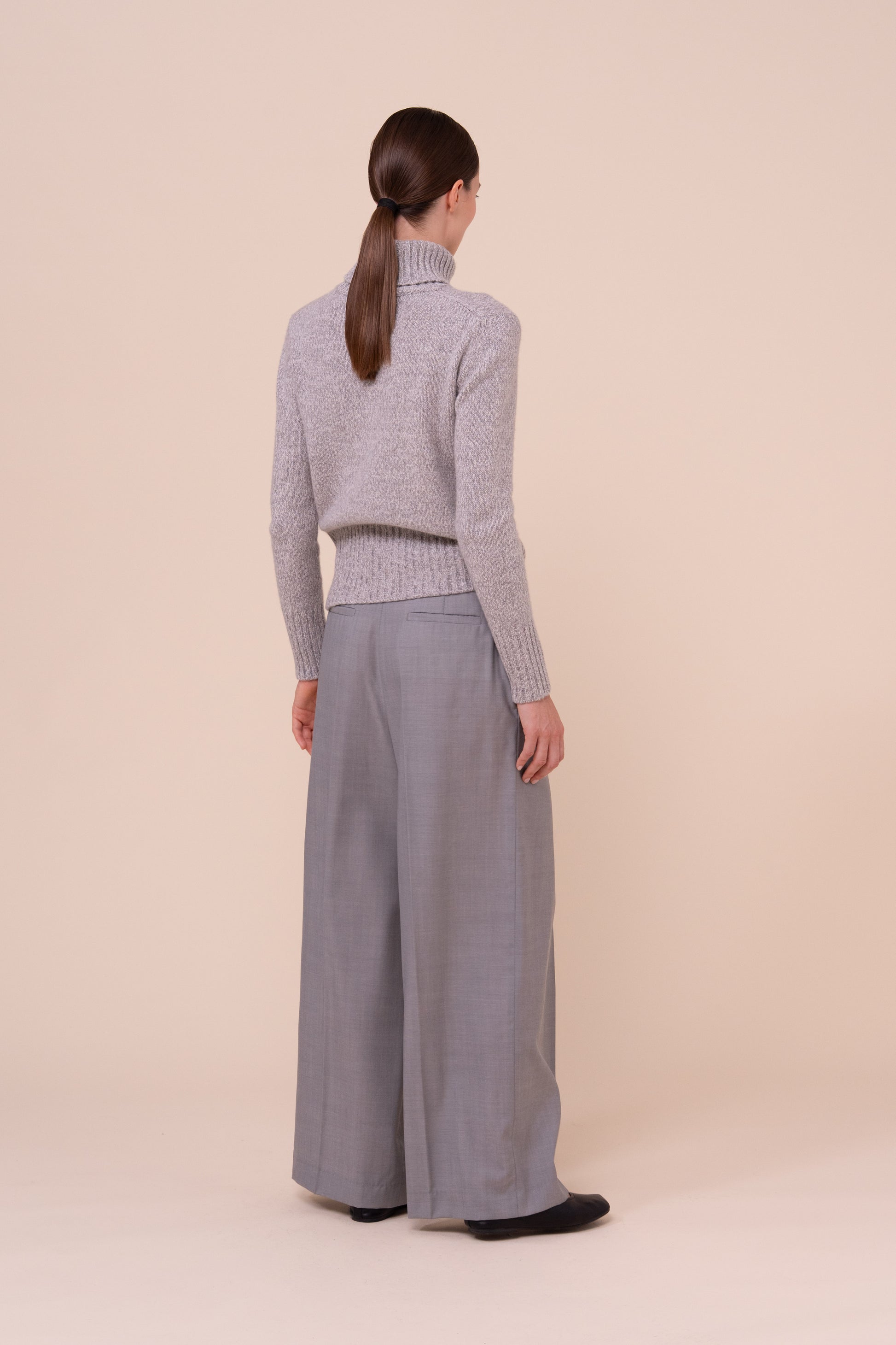 Carlo Fresh Wool Wide-Leg Pants - GRAY