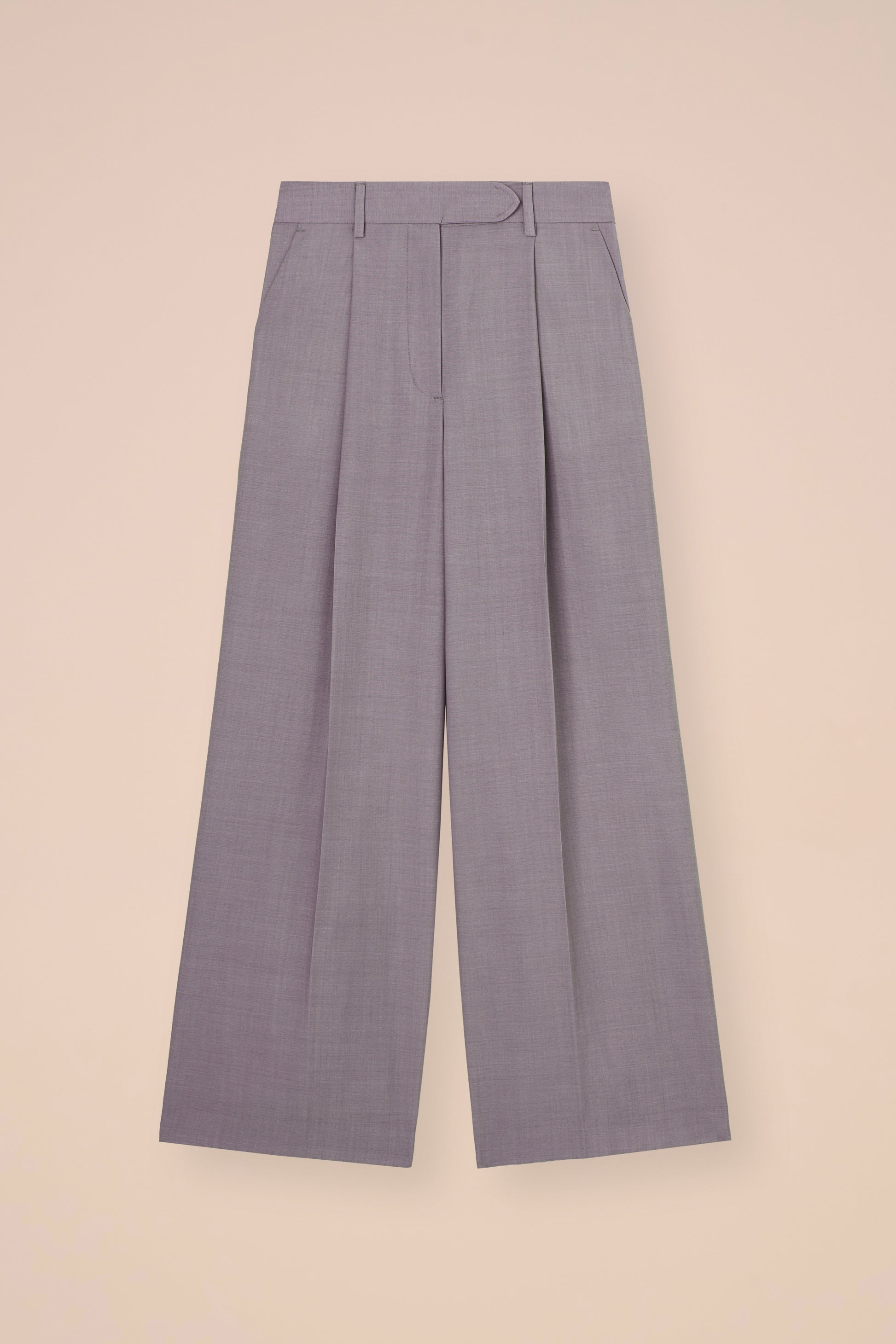 Carlo Fresh Wool Wide-Leg Pants - GRAY