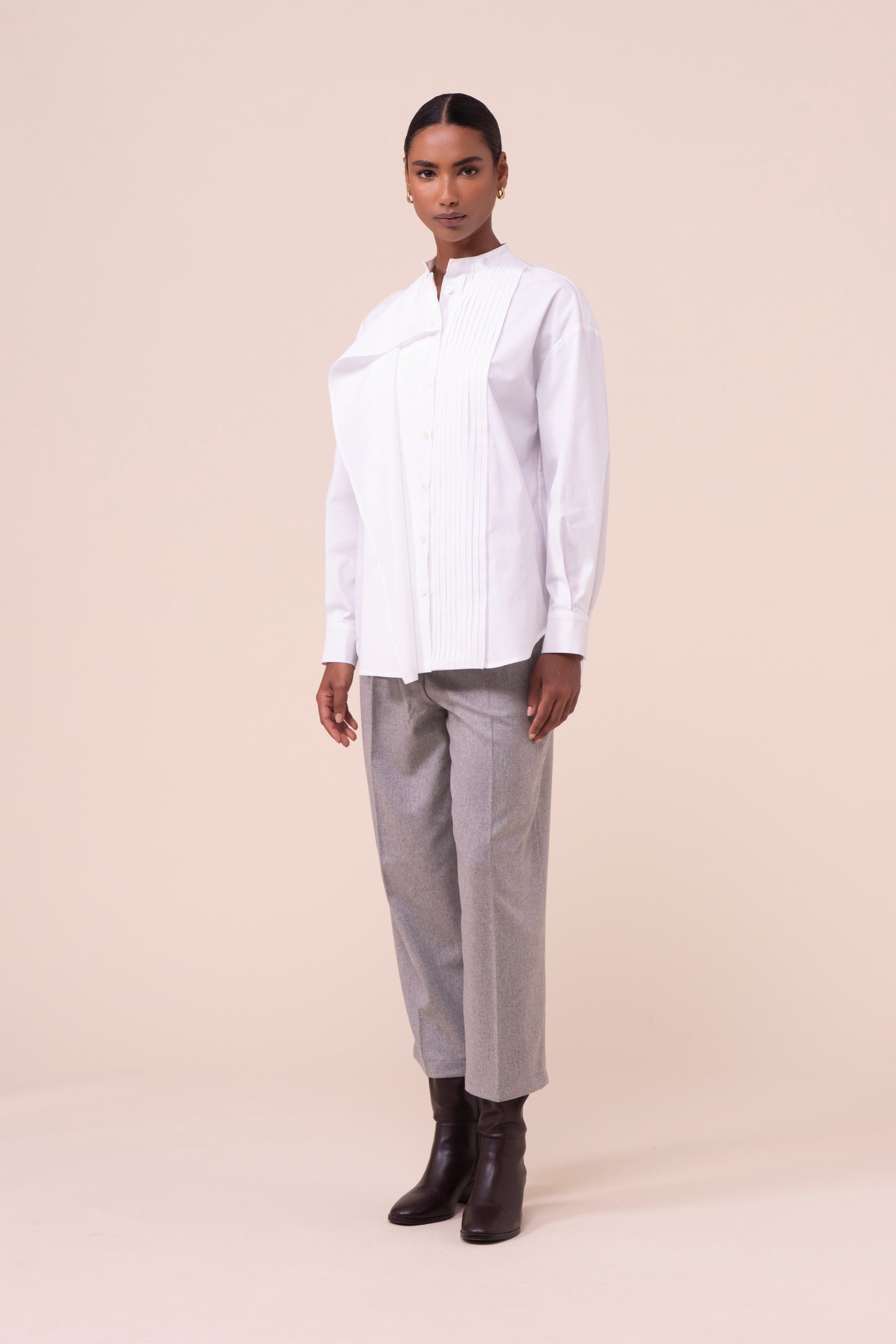 Estela camicia in cotone popeline flex - WHITE
