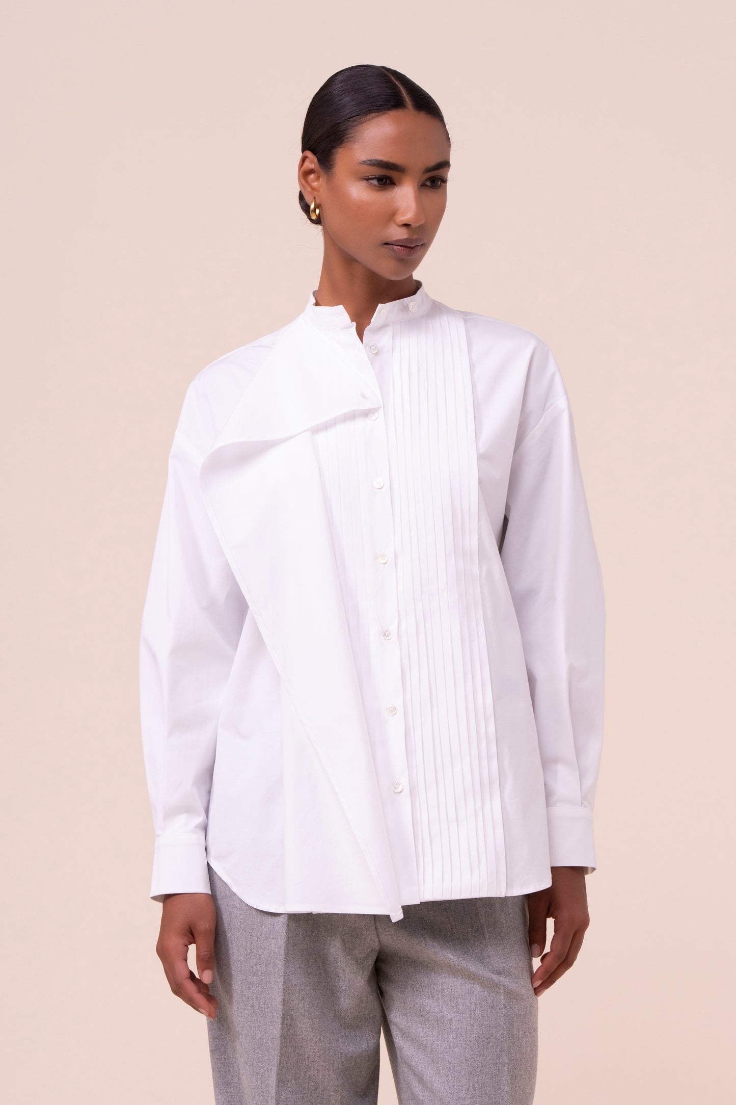 Estela camicia in cotone popeline flex - WHITE