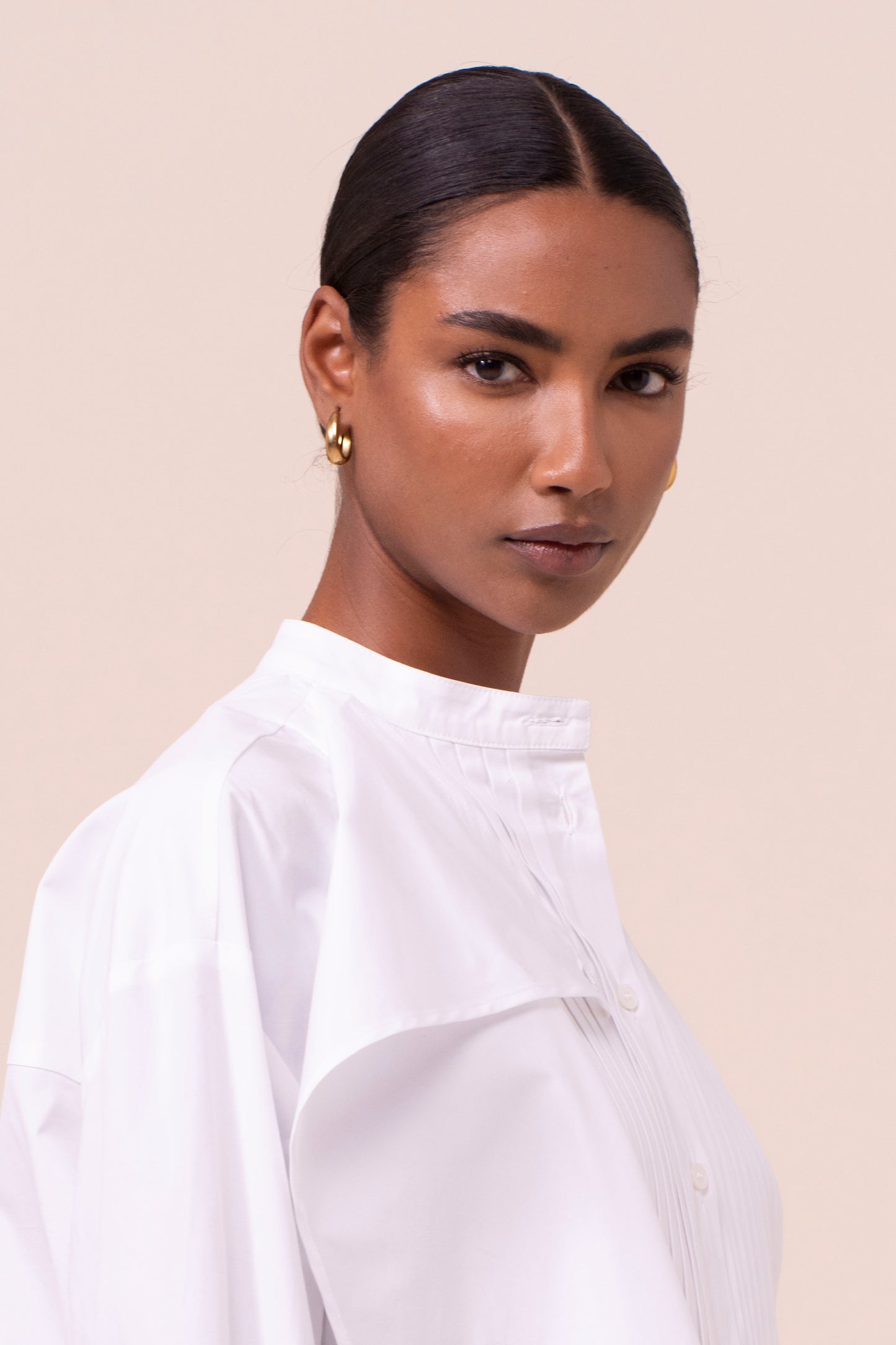 Estela camicia in cotone popeline flex - WHITE
