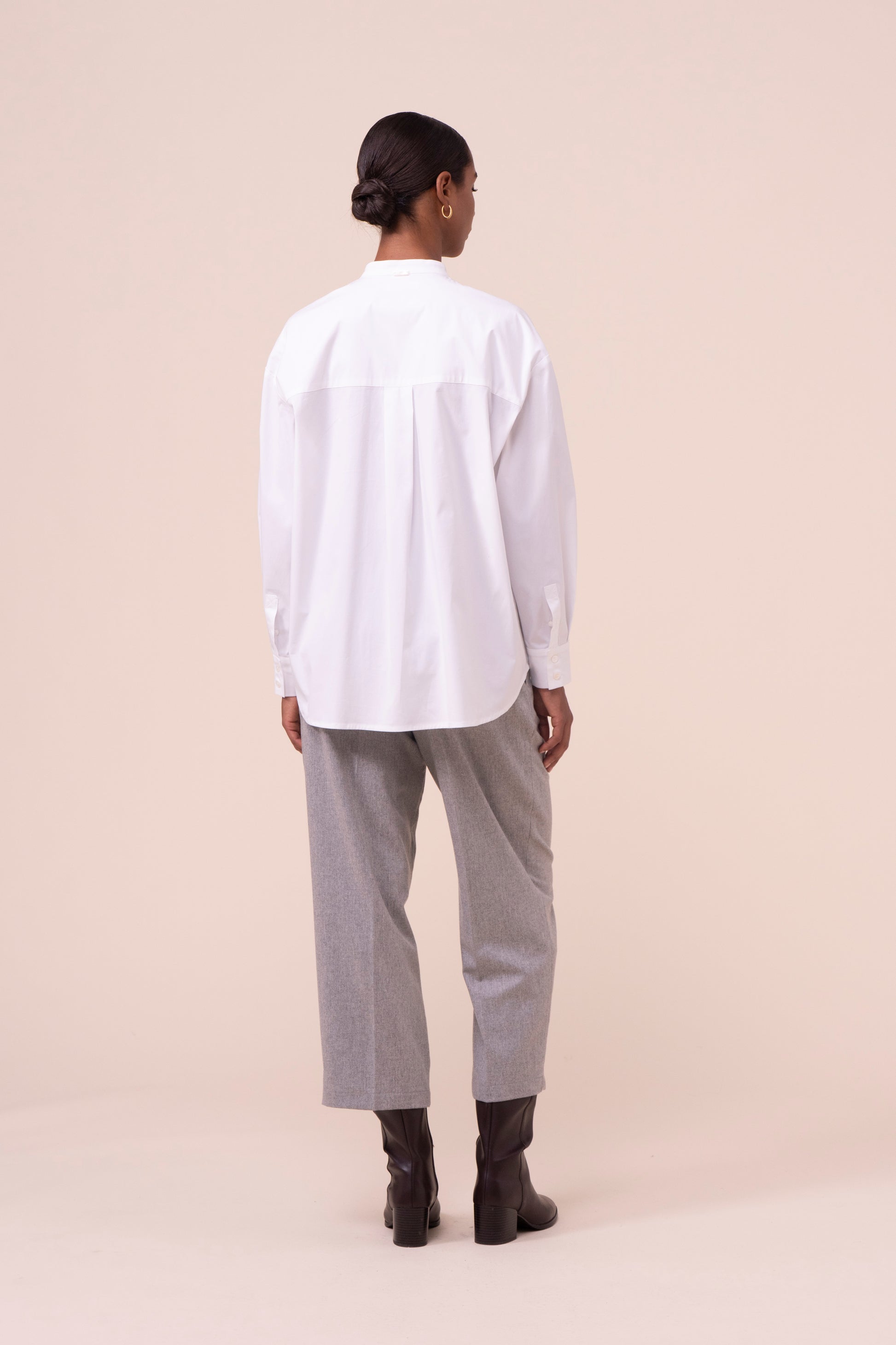 Estela camicia in cotone popeline flex - WHITE