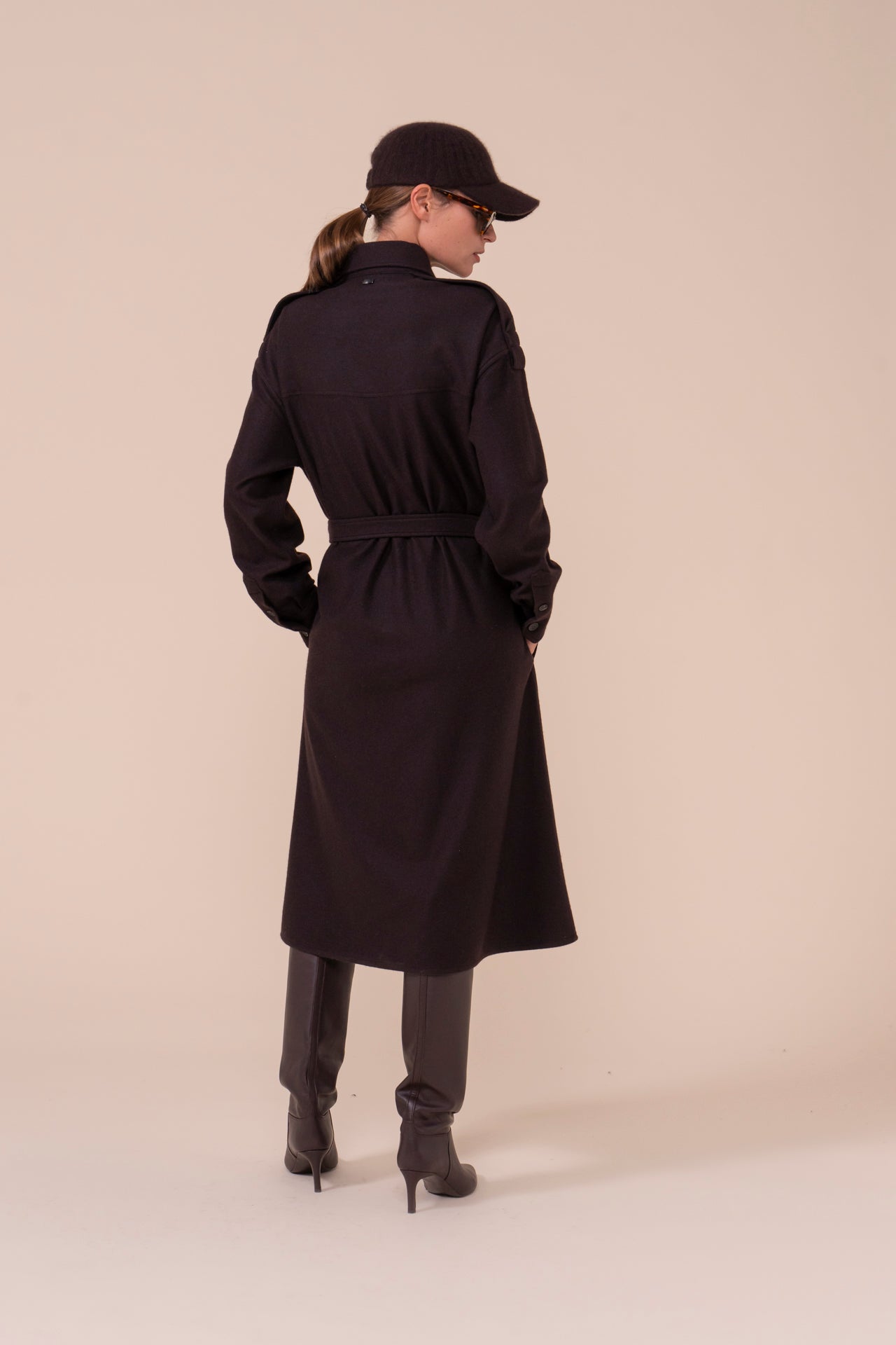Carbone Cashmere Flanel Maxi Dress - DARKCHOCOLATE
