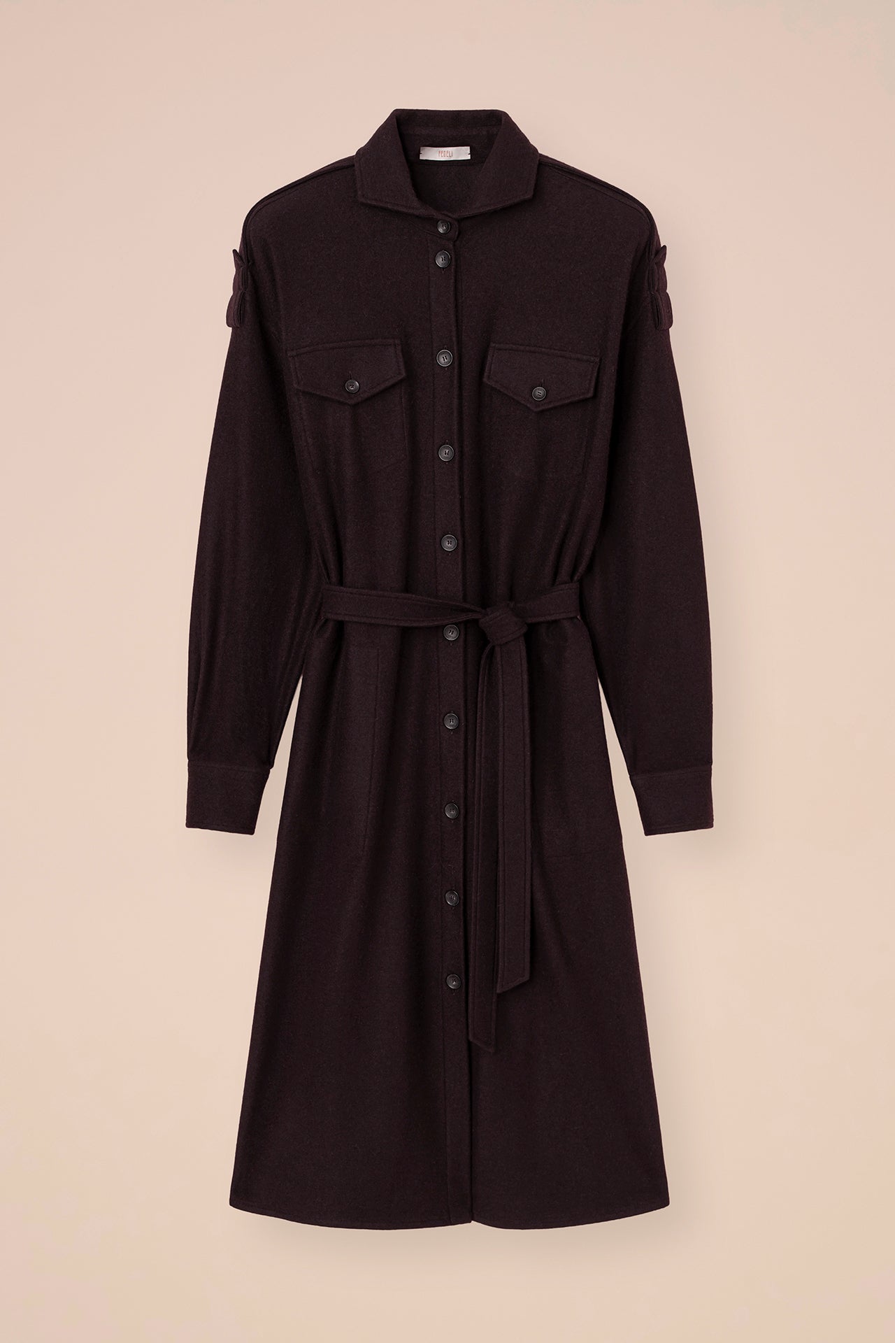 Carbone Cashmere Flanel Maxi Dress - DARKCHOCOLATE